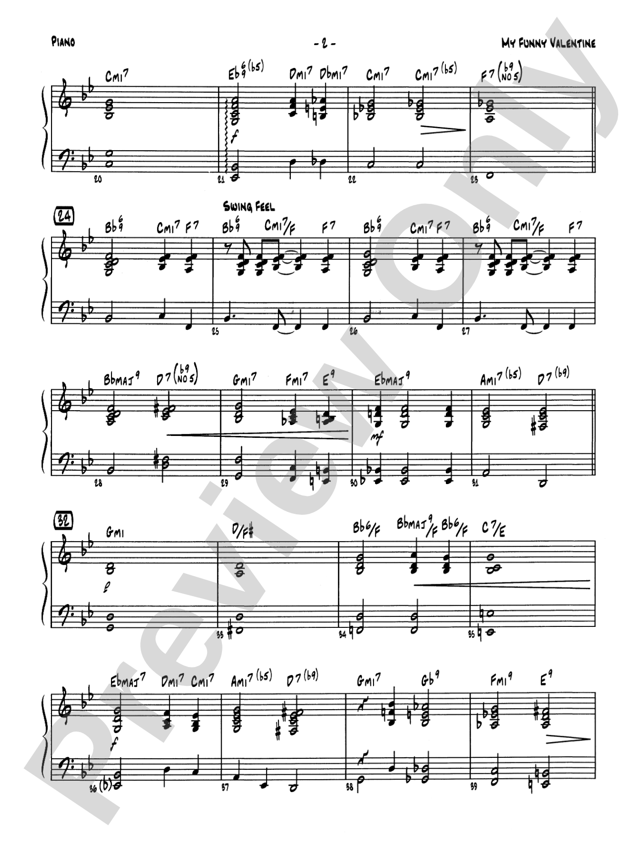 My Funny Valentine: Piano Accompaniment