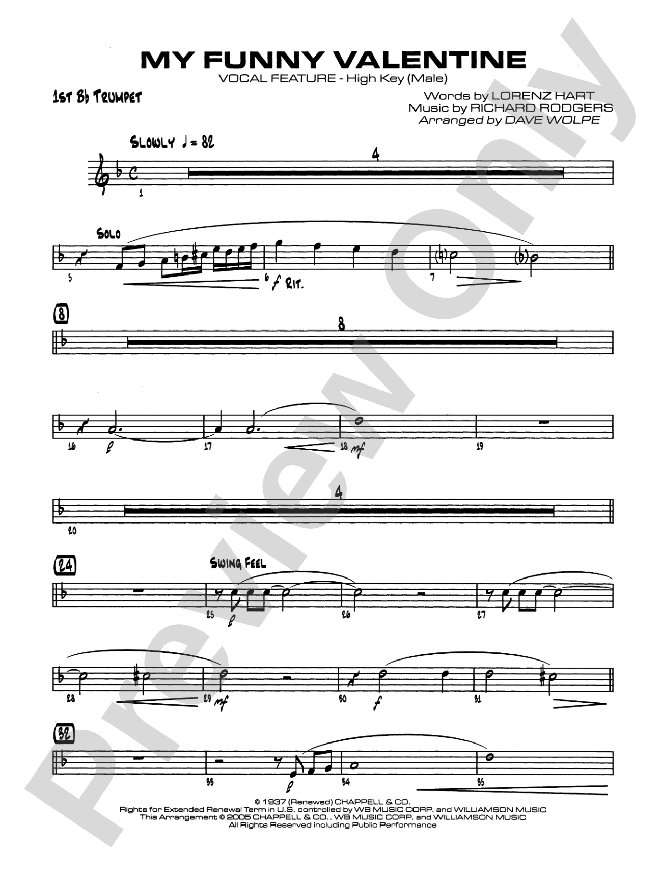 My Funny Valentine: 1st B-flat Trumpet