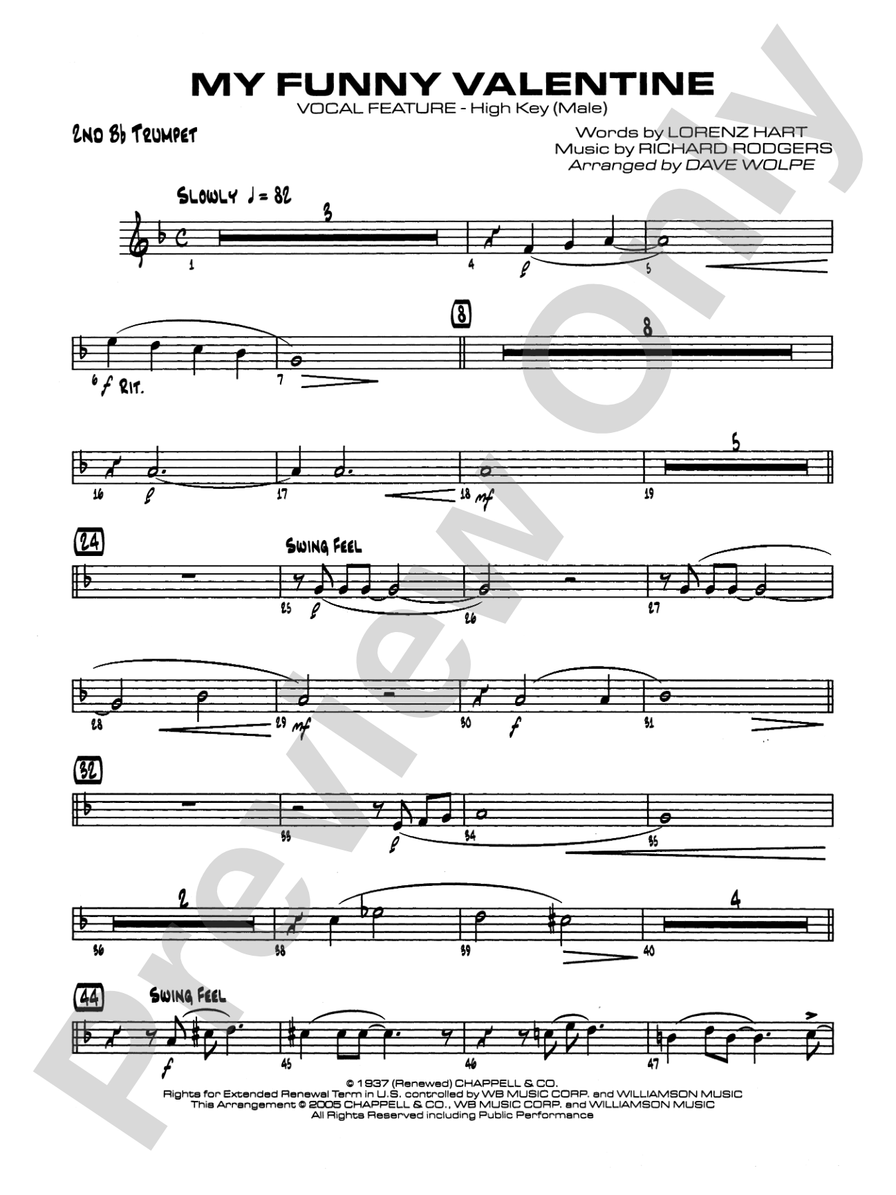My Funny Valentine: 2nd B-flat Trumpet