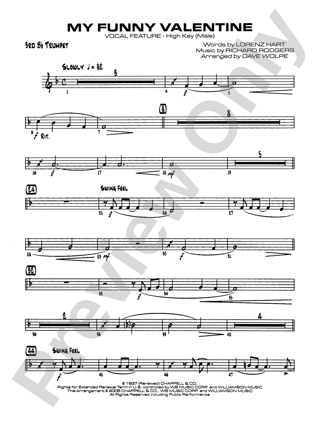 My Funny Valentine: 3rd B-flat Trumpet