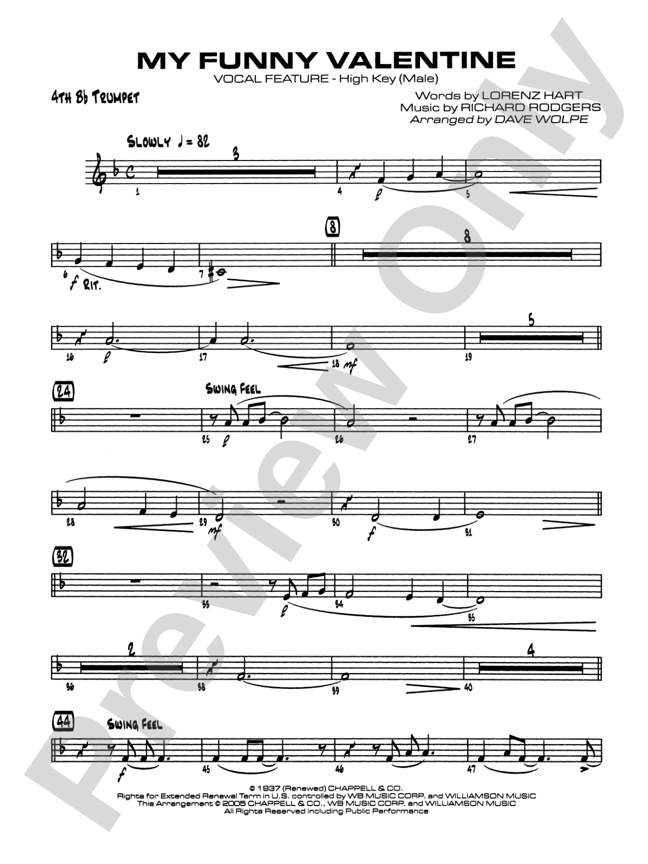 My Funny Valentine: 4th B-flat Trumpet