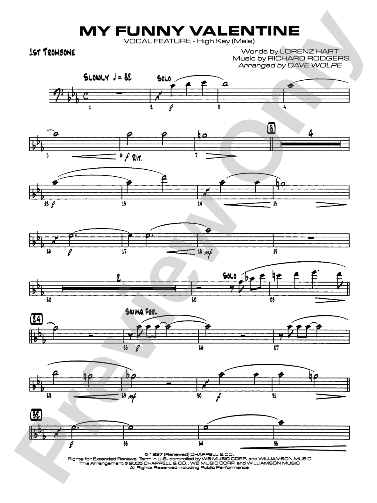 My Funny Valentine: 1st Trombone