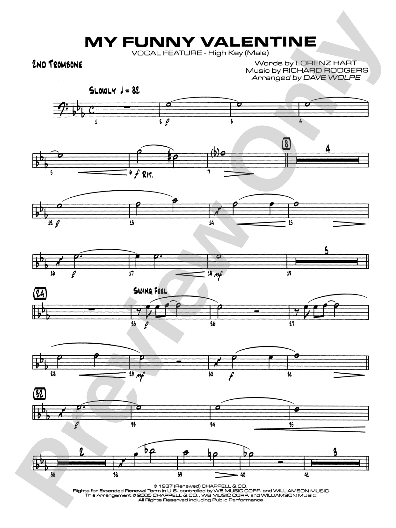 My Funny Valentine: 2nd Trombone