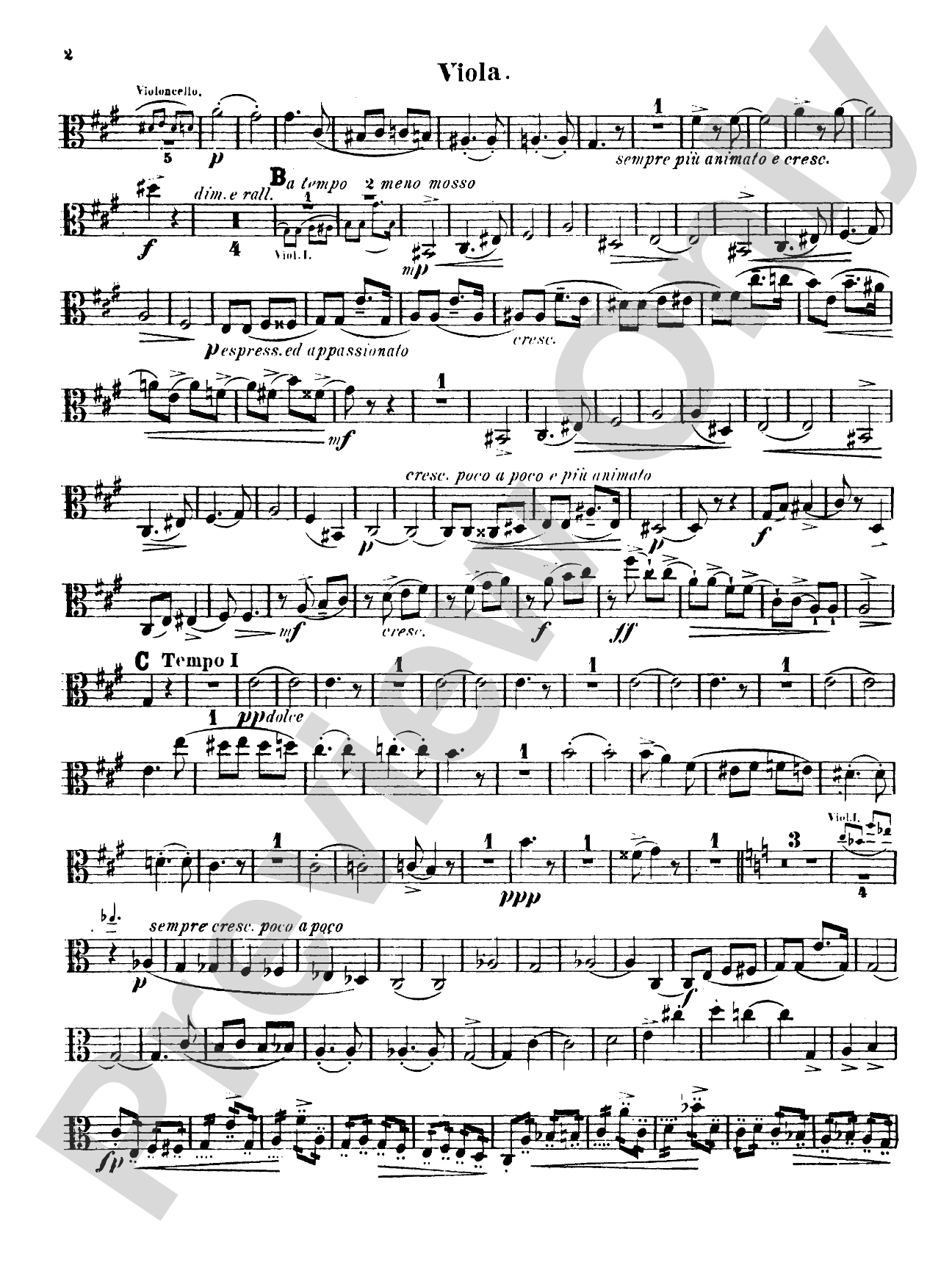 String Quartet No. 1 in A: Viola