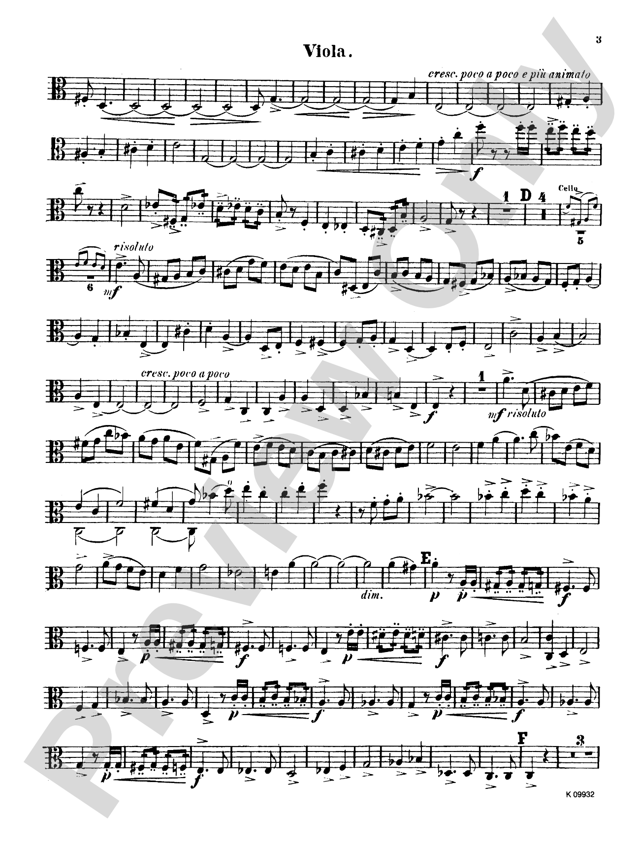 String Quartet No. 1 in A: Viola