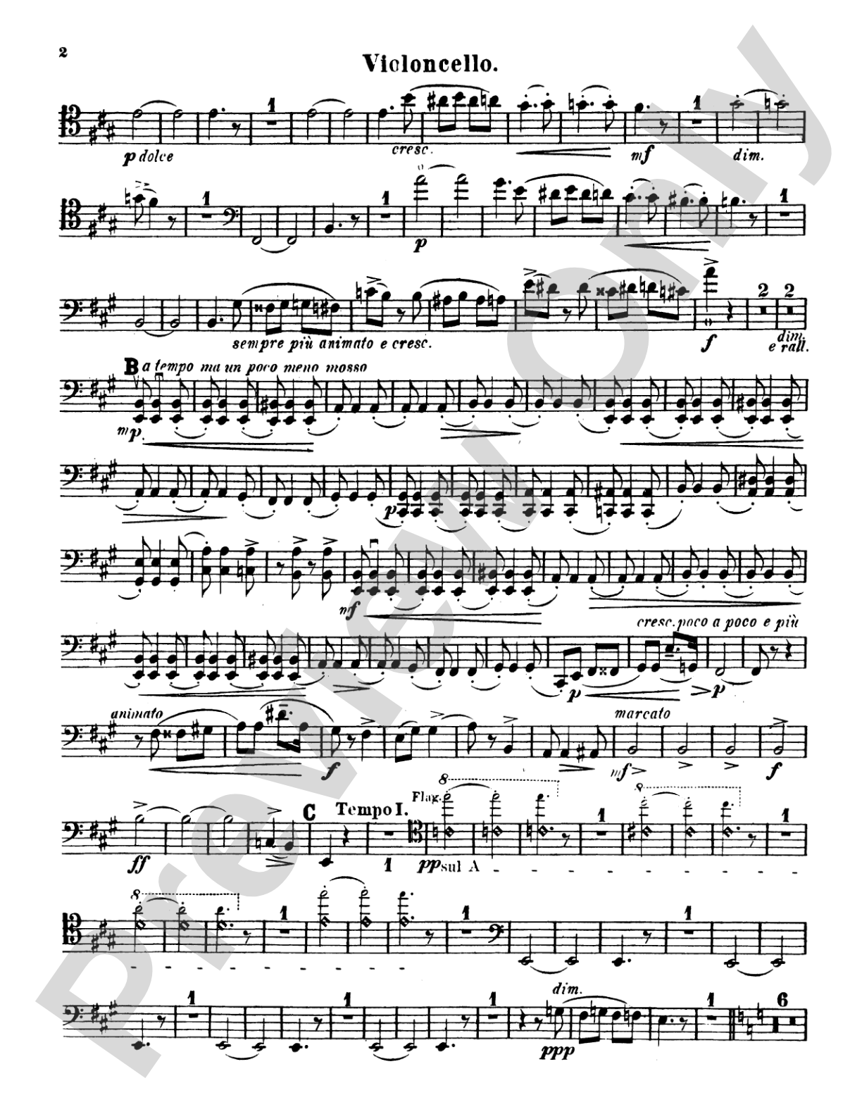 String Quartet No. 1 in A: Cello