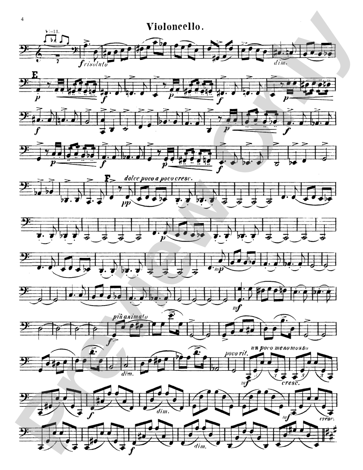 String Quartet No. 1 in A: Cello