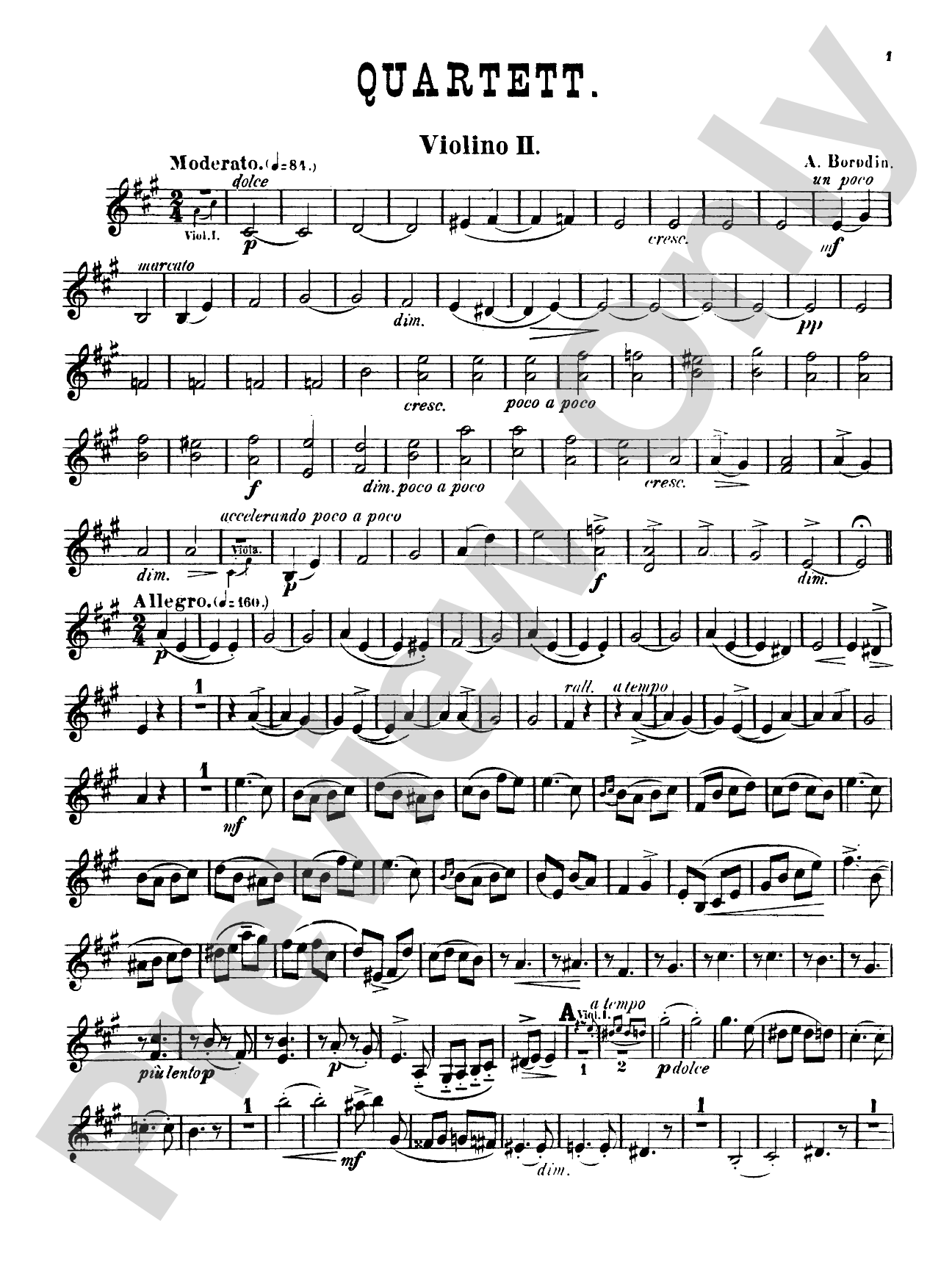 String Quartet No. 1 in A: 2nd Violin