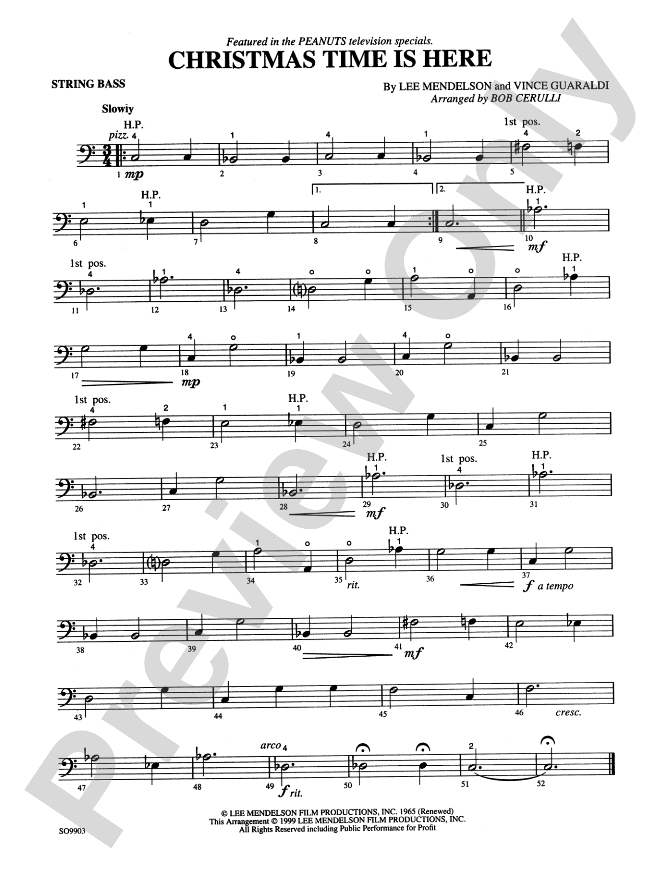 Christmas Time Is Here: String Bass