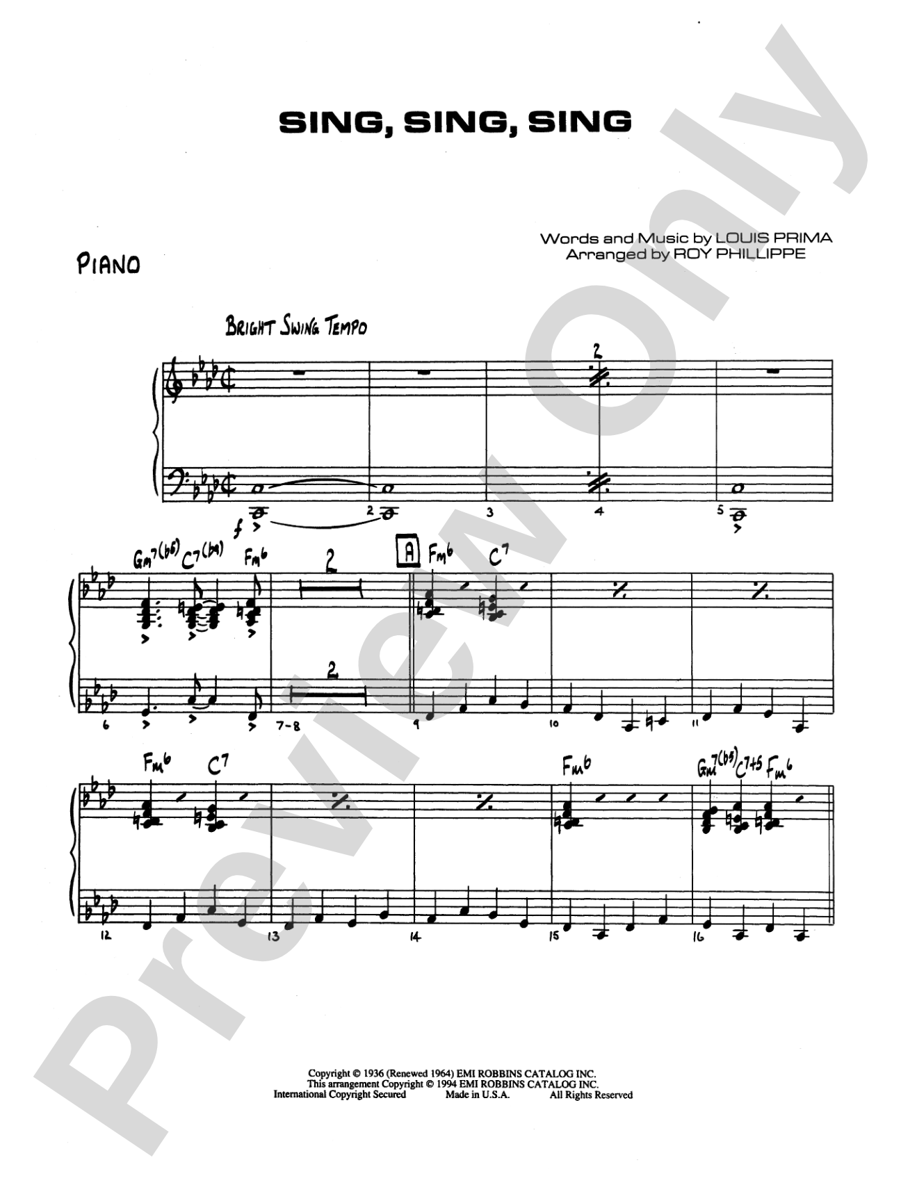Sing, Sing, Sing: Piano Accompaniment