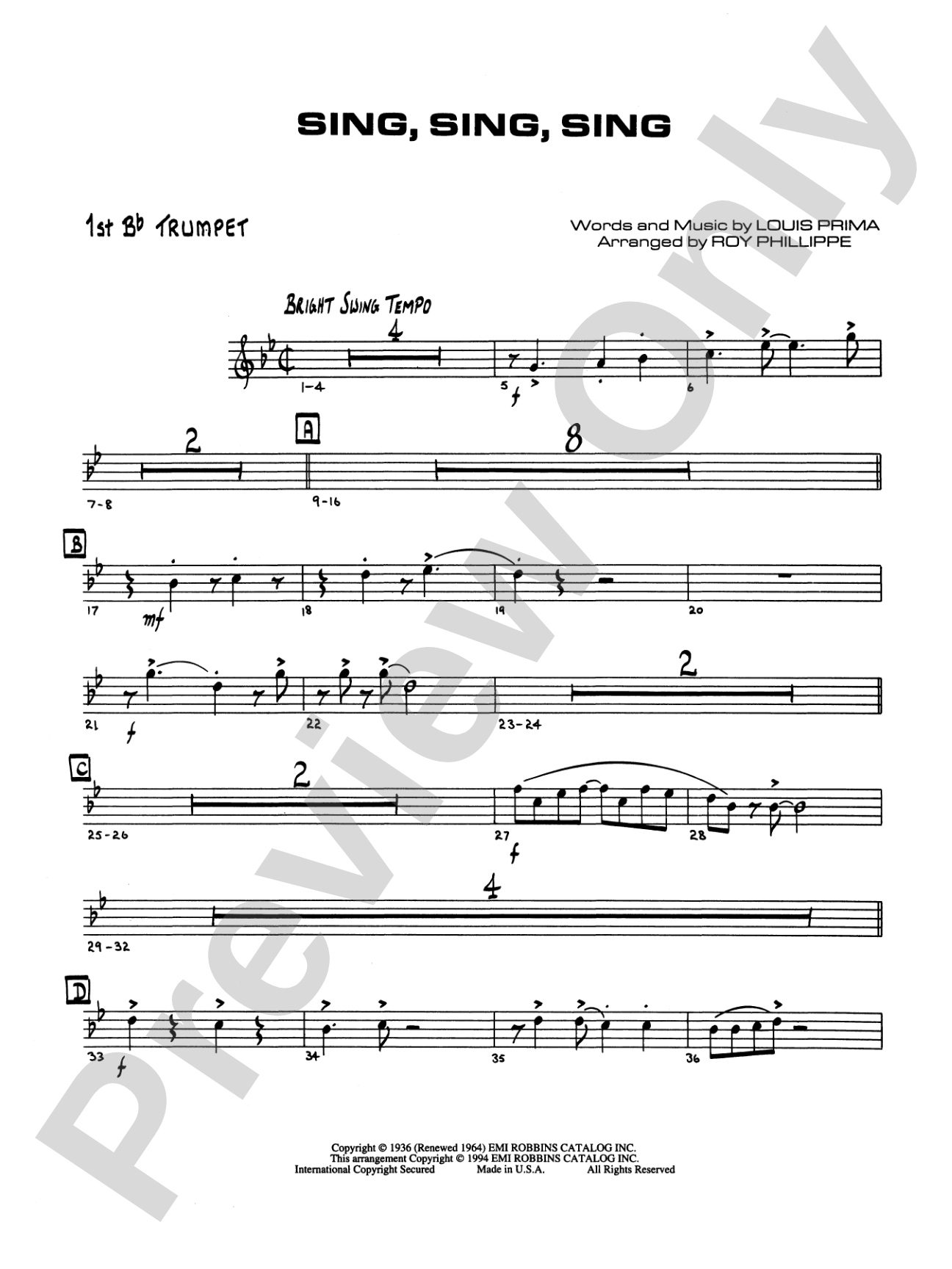 Sing, Sing, Sing: 1st B-flat Trumpet