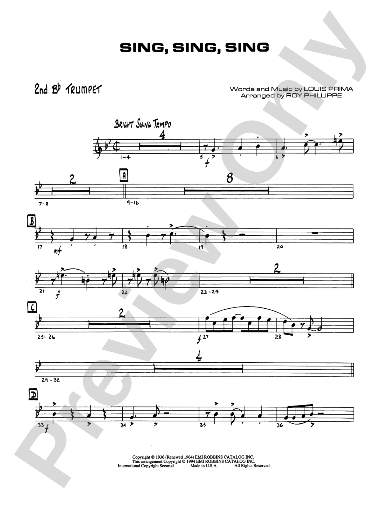 Sing, Sing, Sing: 2nd B-flat Trumpet