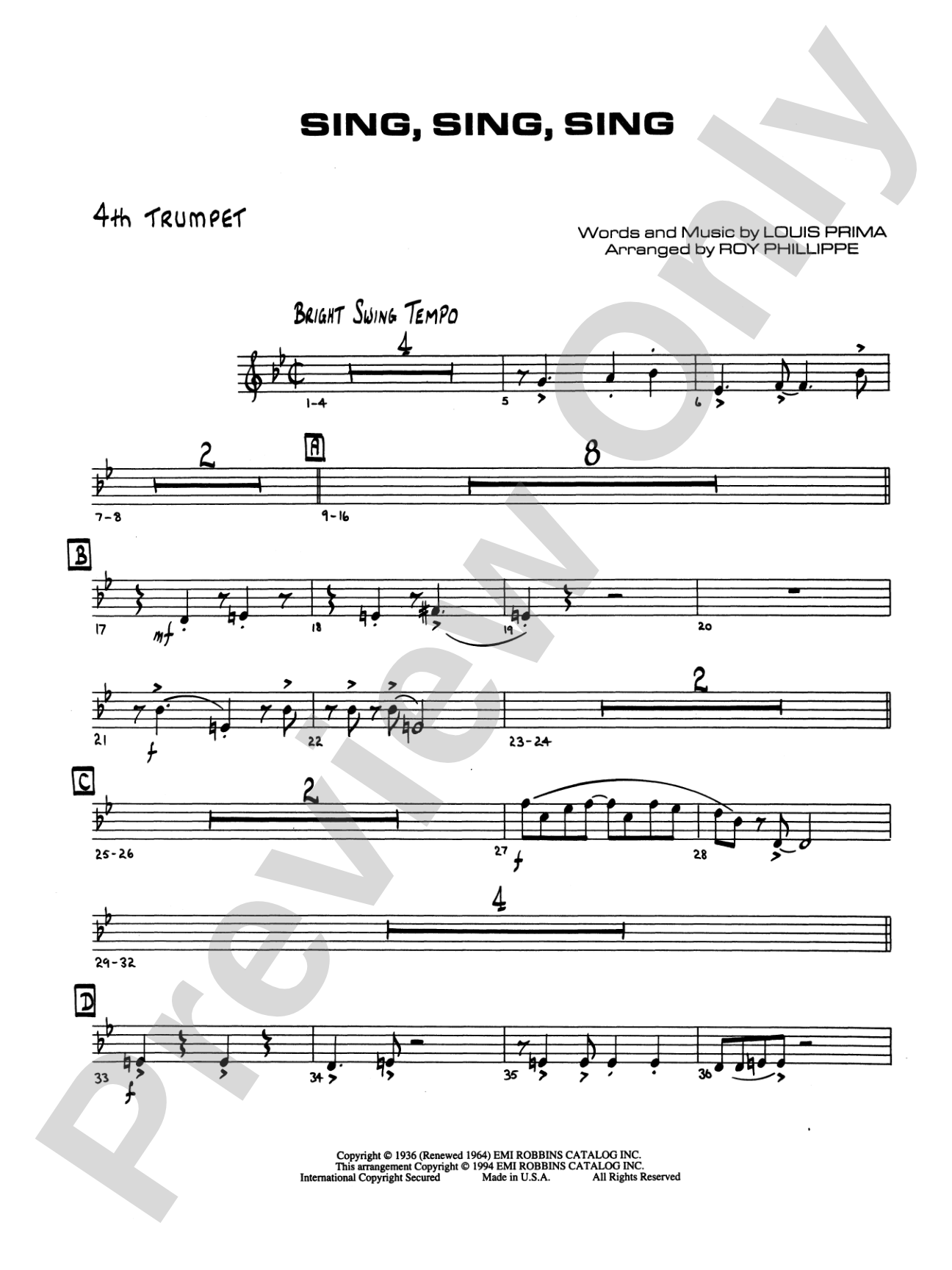 Sing, Sing, Sing: 4th B-flat Trumpet