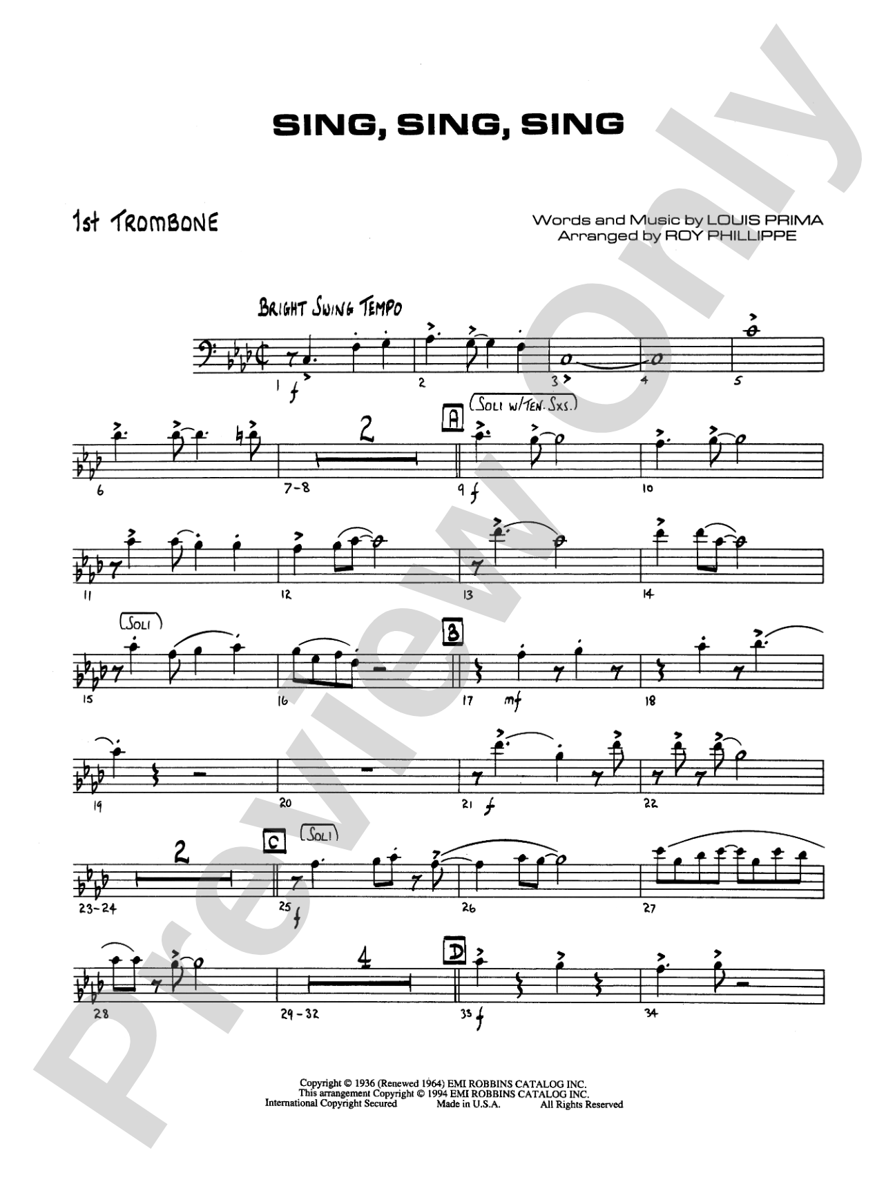 Sing, Sing, Sing: 1st Trombone