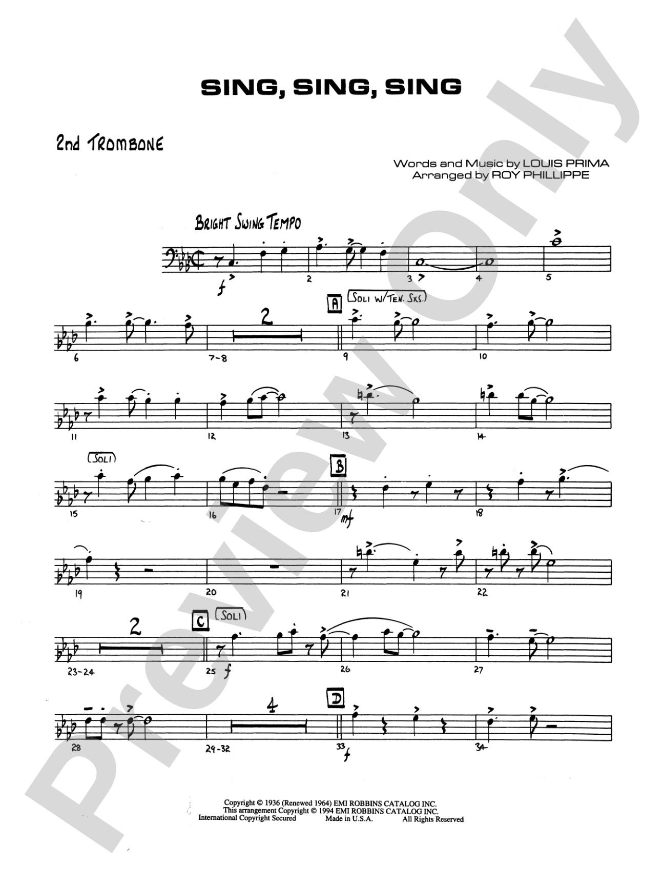 Sing, Sing, Sing: 2nd Trombone