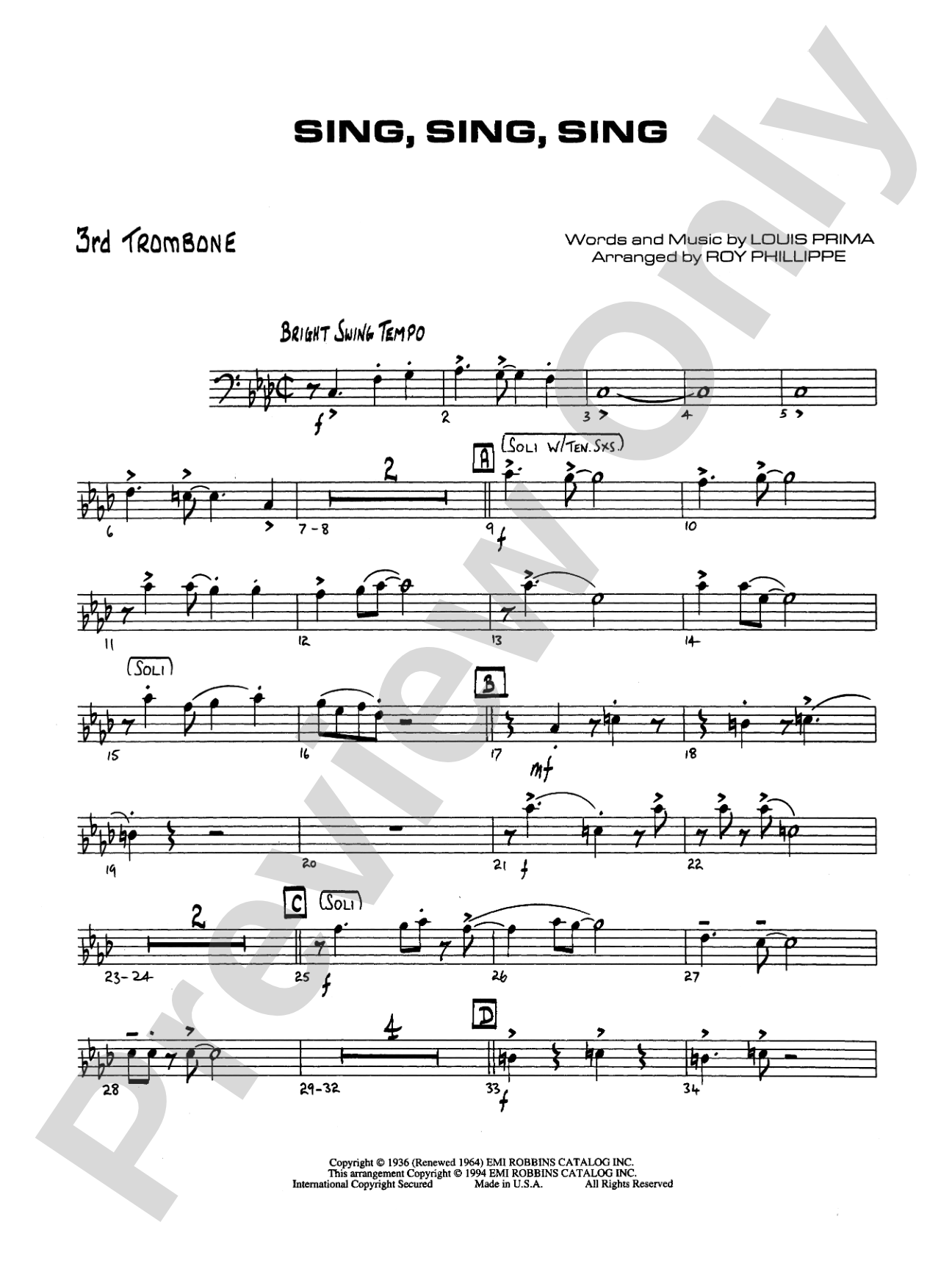 Sing, Sing, Sing: 3rd Trombone