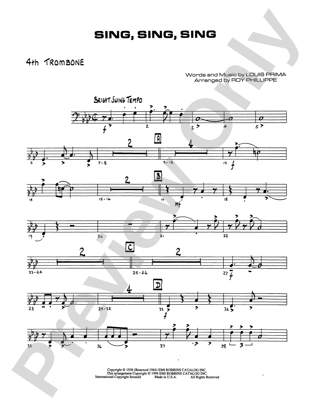 Sing, Sing, Sing: 4th Trombone