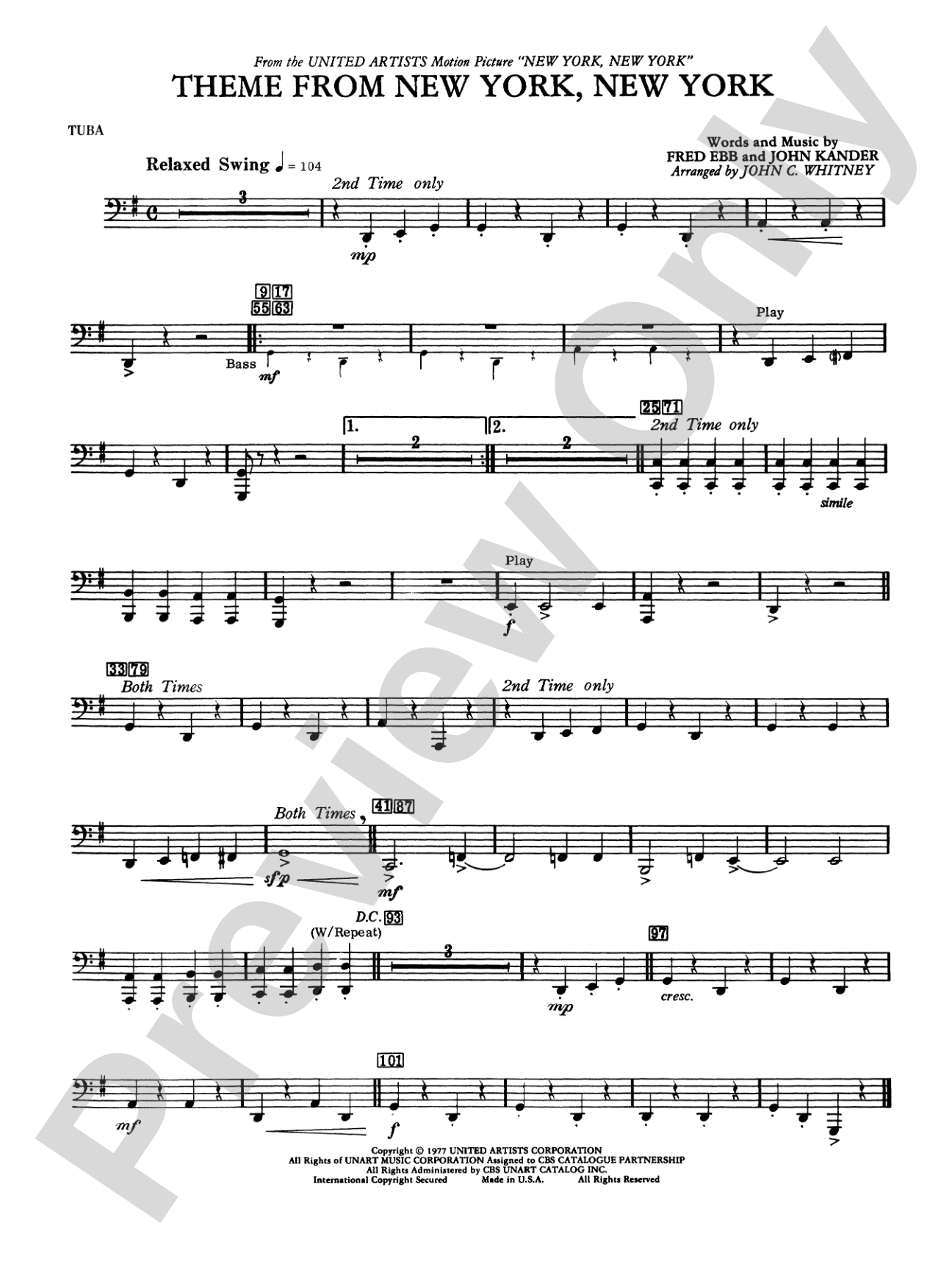 New York, New York, Theme from: Tuba