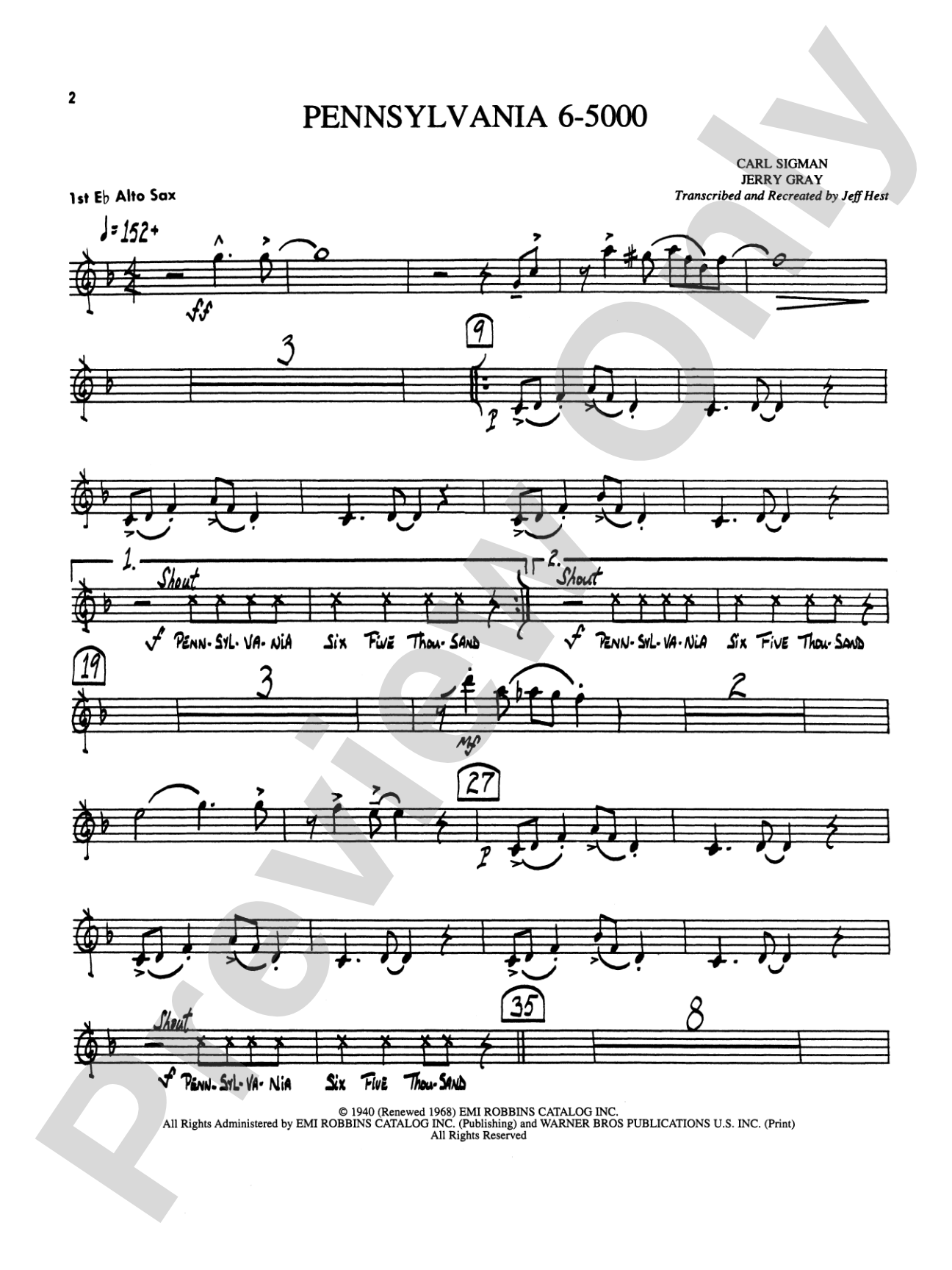 Pennsylvania 6-5000: E-flat Alto Saxophone
