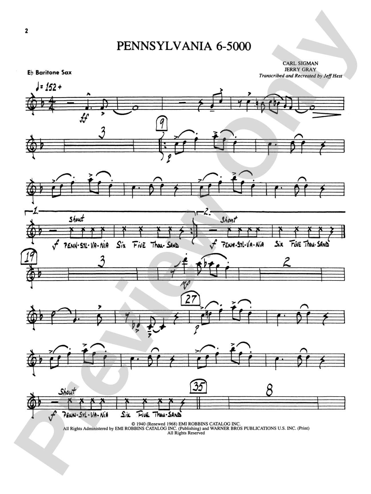 Pennsylvania 6-5000: E-flat Baritone Saxophone