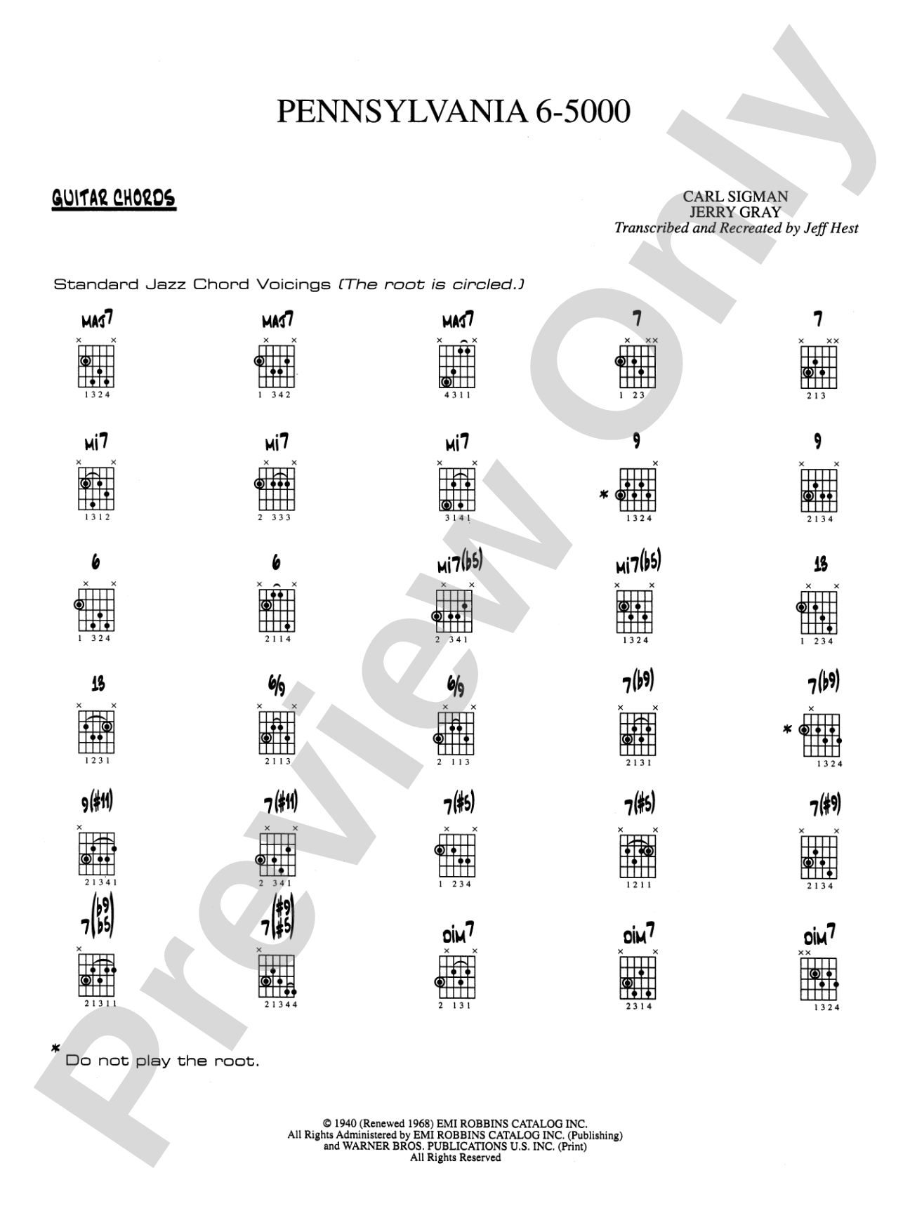 Pennsylvania 6-5000: Guitar Chords