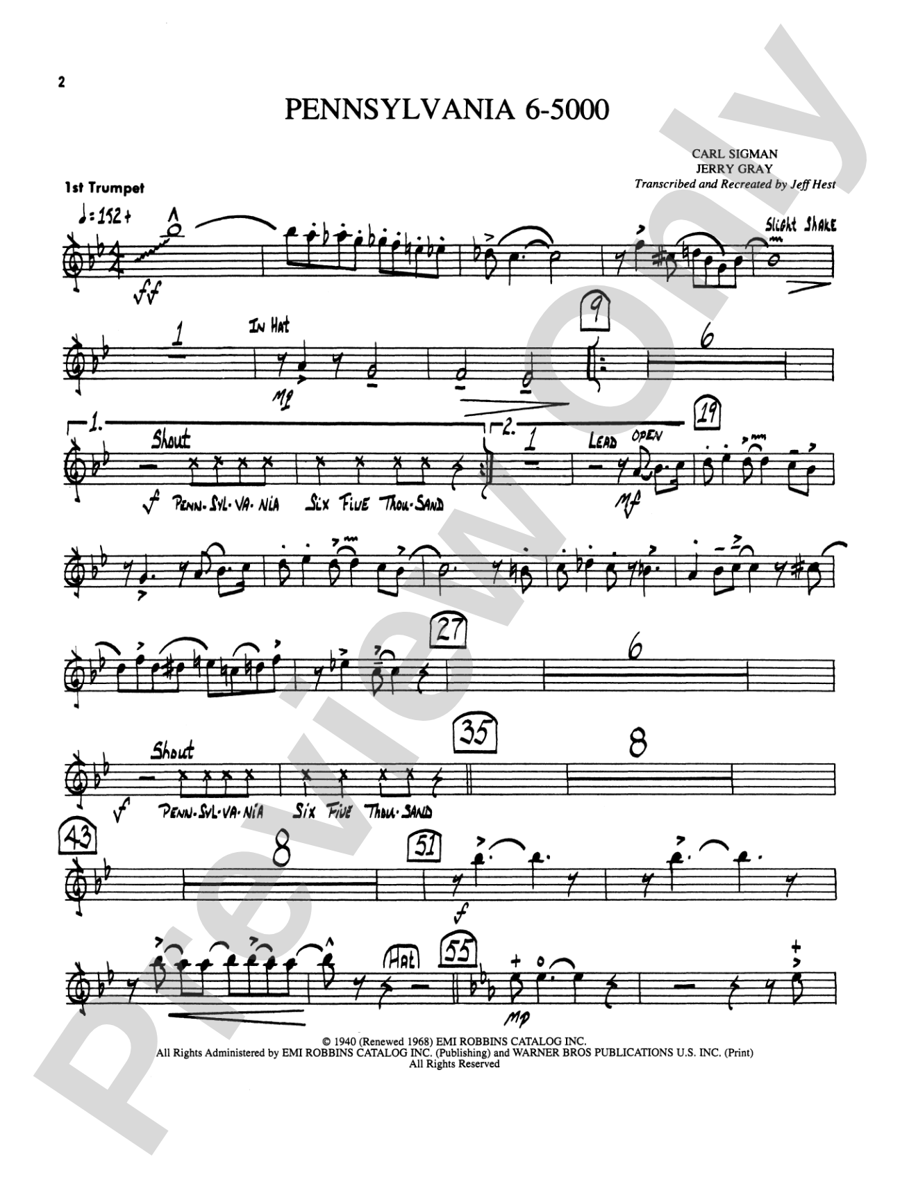 Pennsylvania 6-5000: 1st B-flat Trumpet