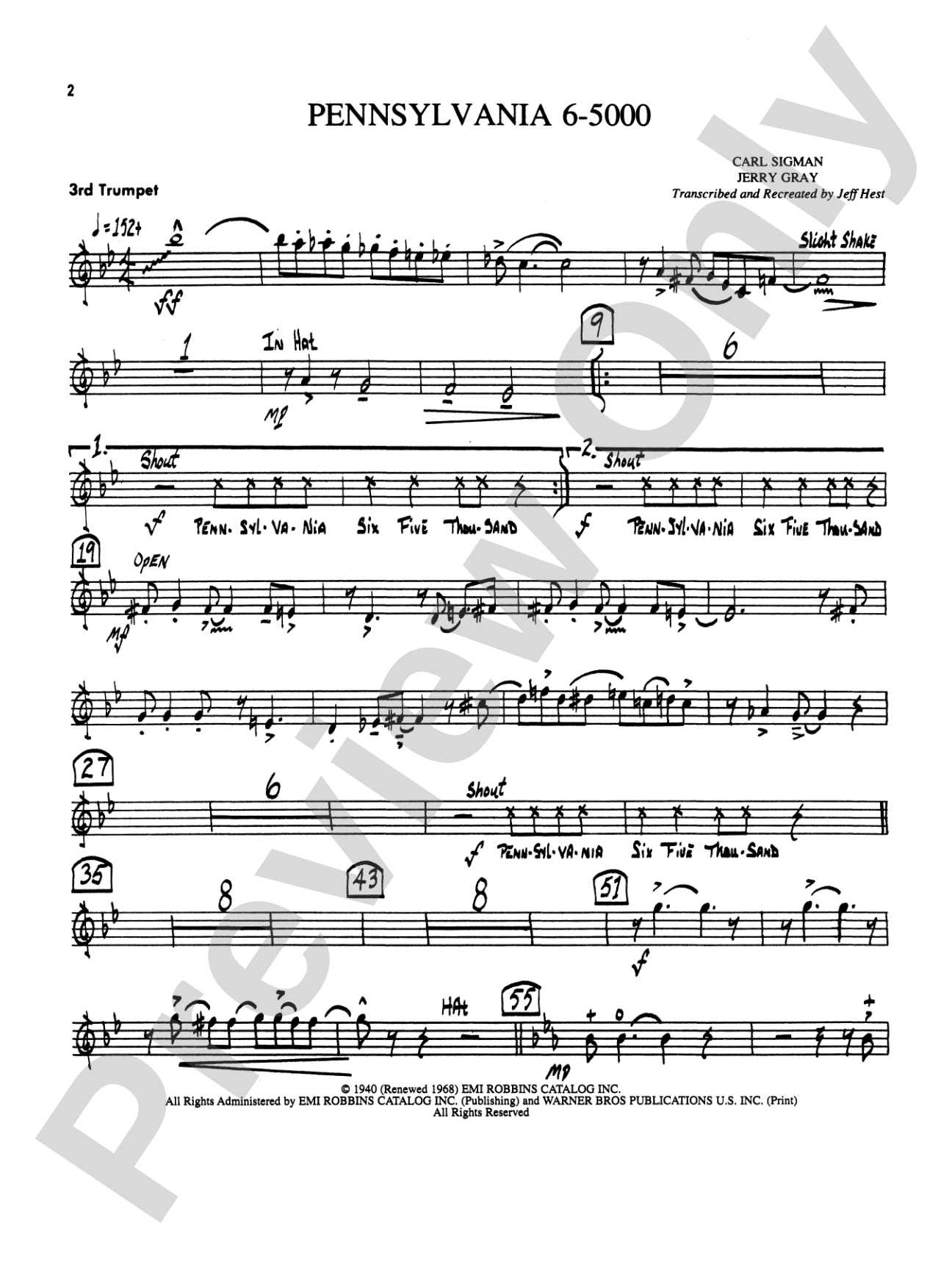 Pennsylvania 6-5000: 3rd B-flat Trumpet