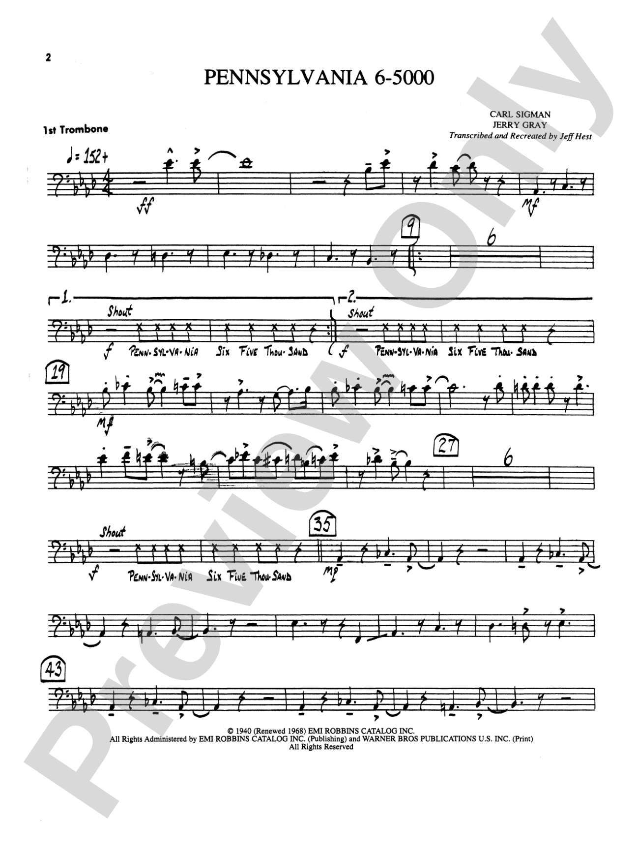 Pennsylvania 6-5000: 1st Trombone