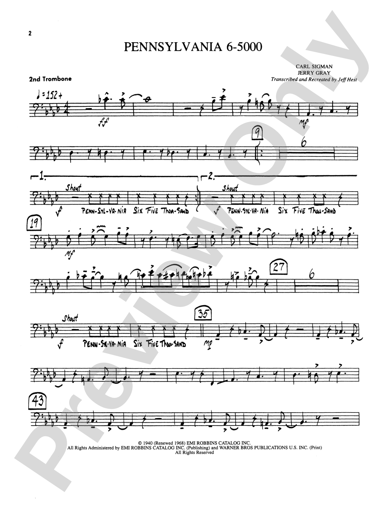 Pennsylvania 6-5000: 2nd Trombone