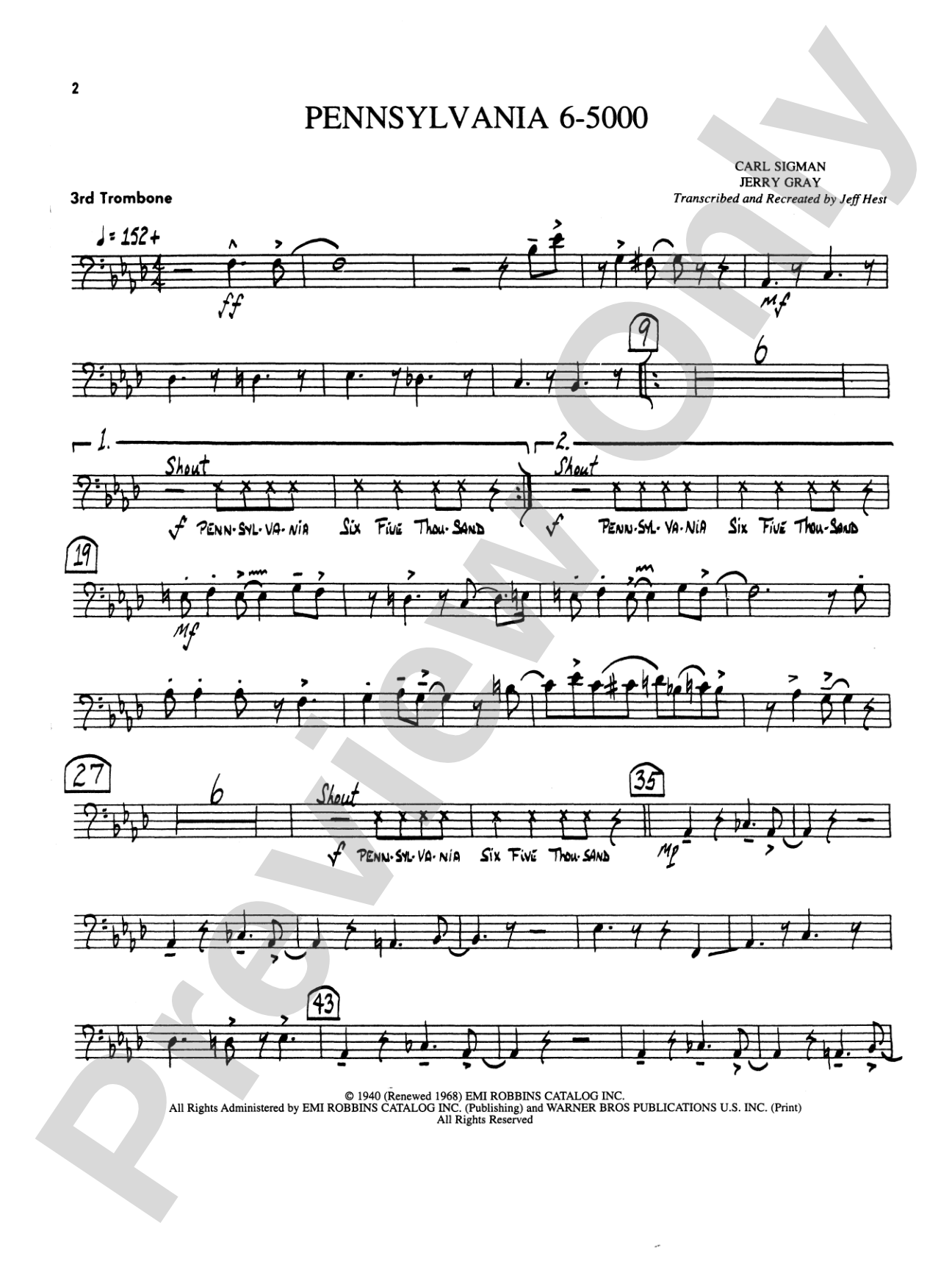 Pennsylvania 6-5000: 3rd Trombone