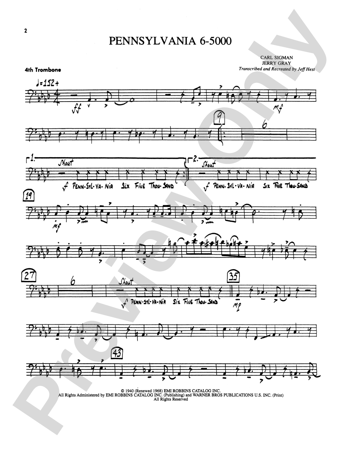 Pennsylvania 6-5000: 4th Trombone