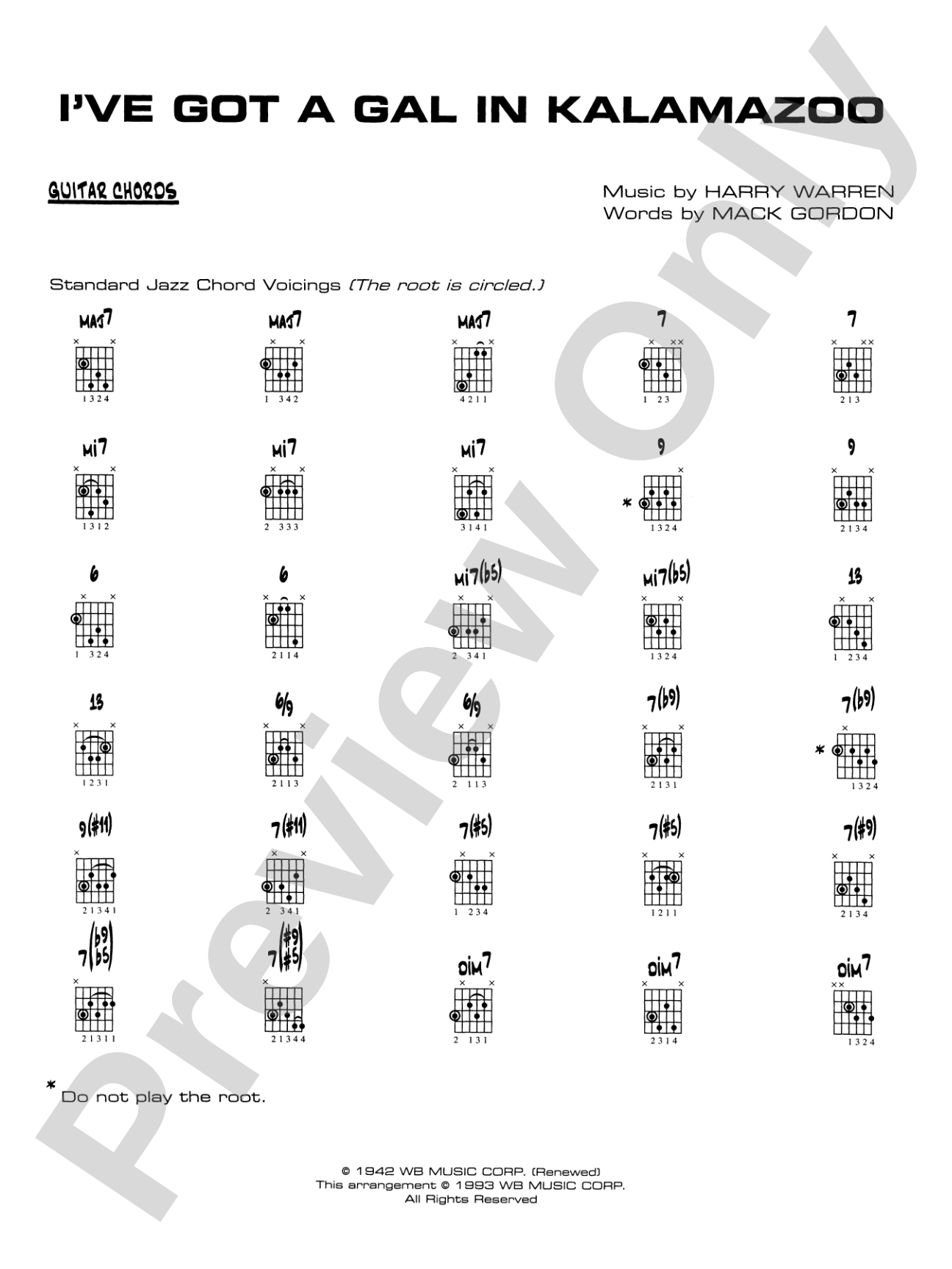 I've Got a Gal in Kalamazoo: Guitar Chords