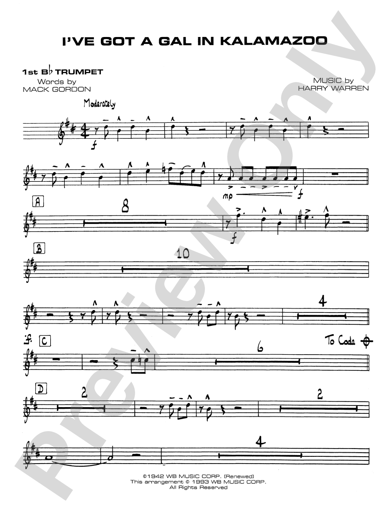 I've Got a Gal in Kalamazoo: 1st B-flat Trumpet