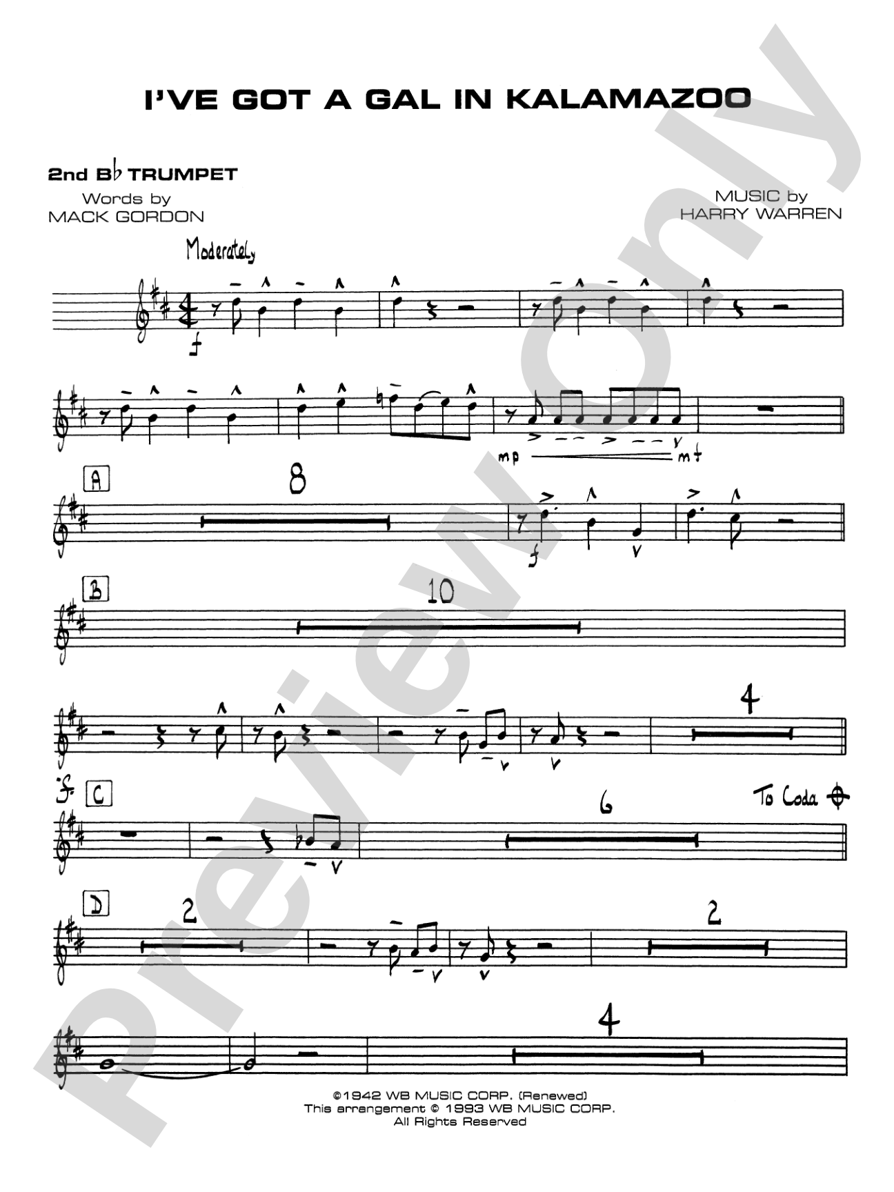 I've Got a Gal in Kalamazoo: 2nd B-flat Trumpet