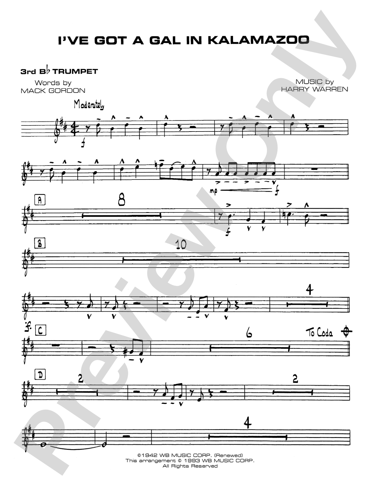 I've Got a Gal in Kalamazoo: 3rd B-flat Trumpet