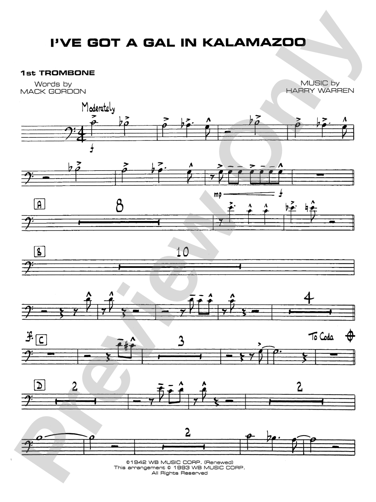 I've Got a Gal in Kalamazoo: 1st Trombone