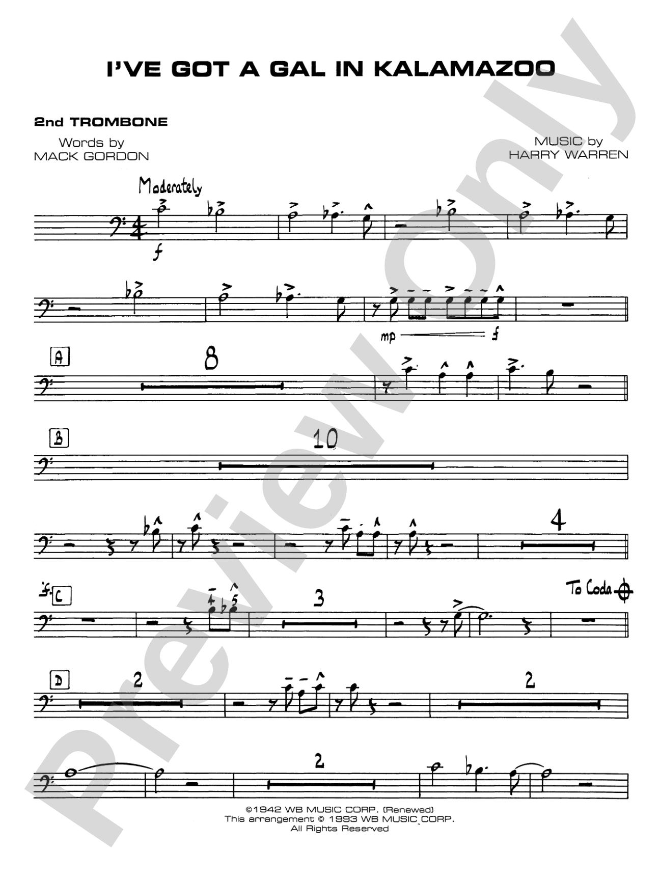 I've Got a Gal in Kalamazoo: 2nd Trombone