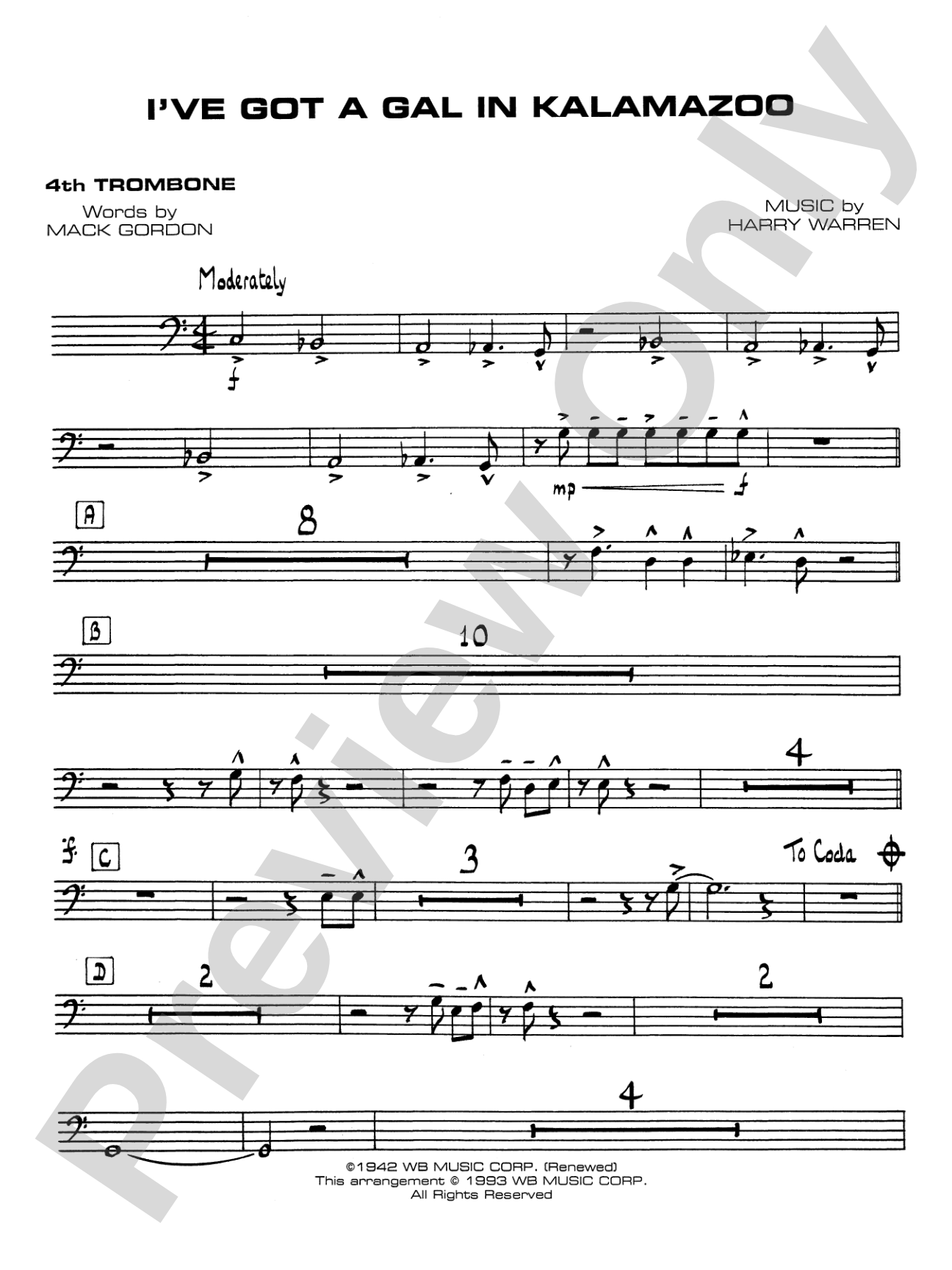 I've Got a Gal in Kalamazoo: 4th Trombone