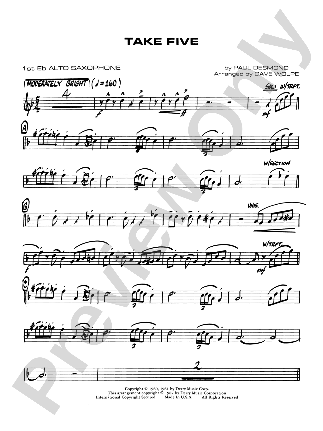 Take Five: E-flat Alto Saxophone
