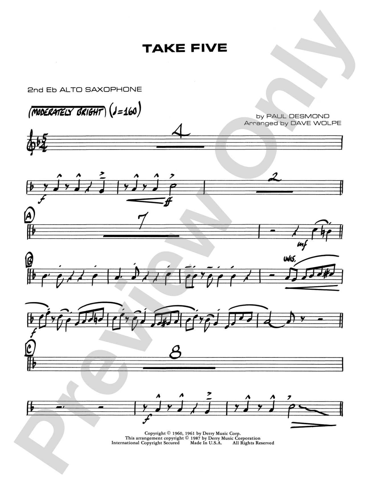 Take Five: 2nd E-flat Alto Saxophone