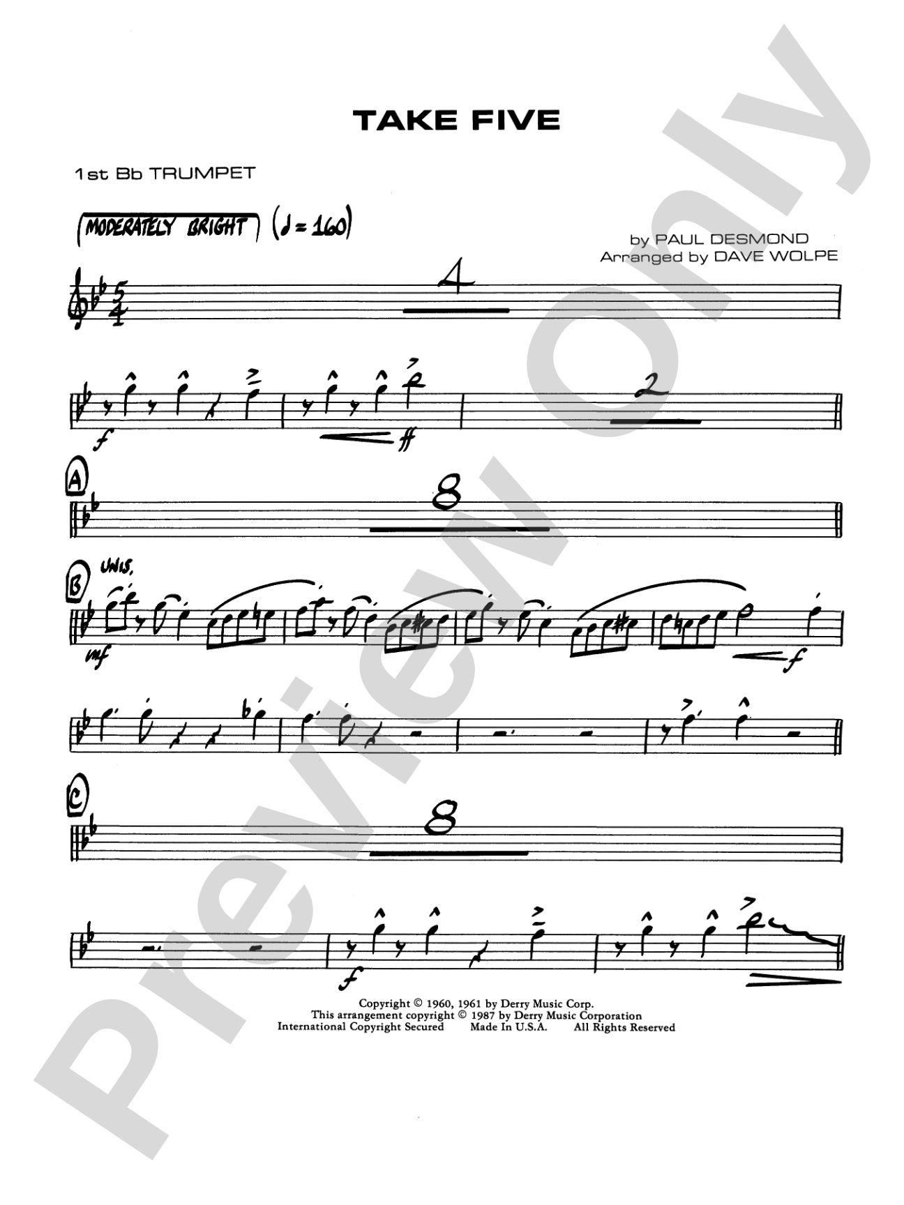 Take Five: 1st B-flat Trumpet