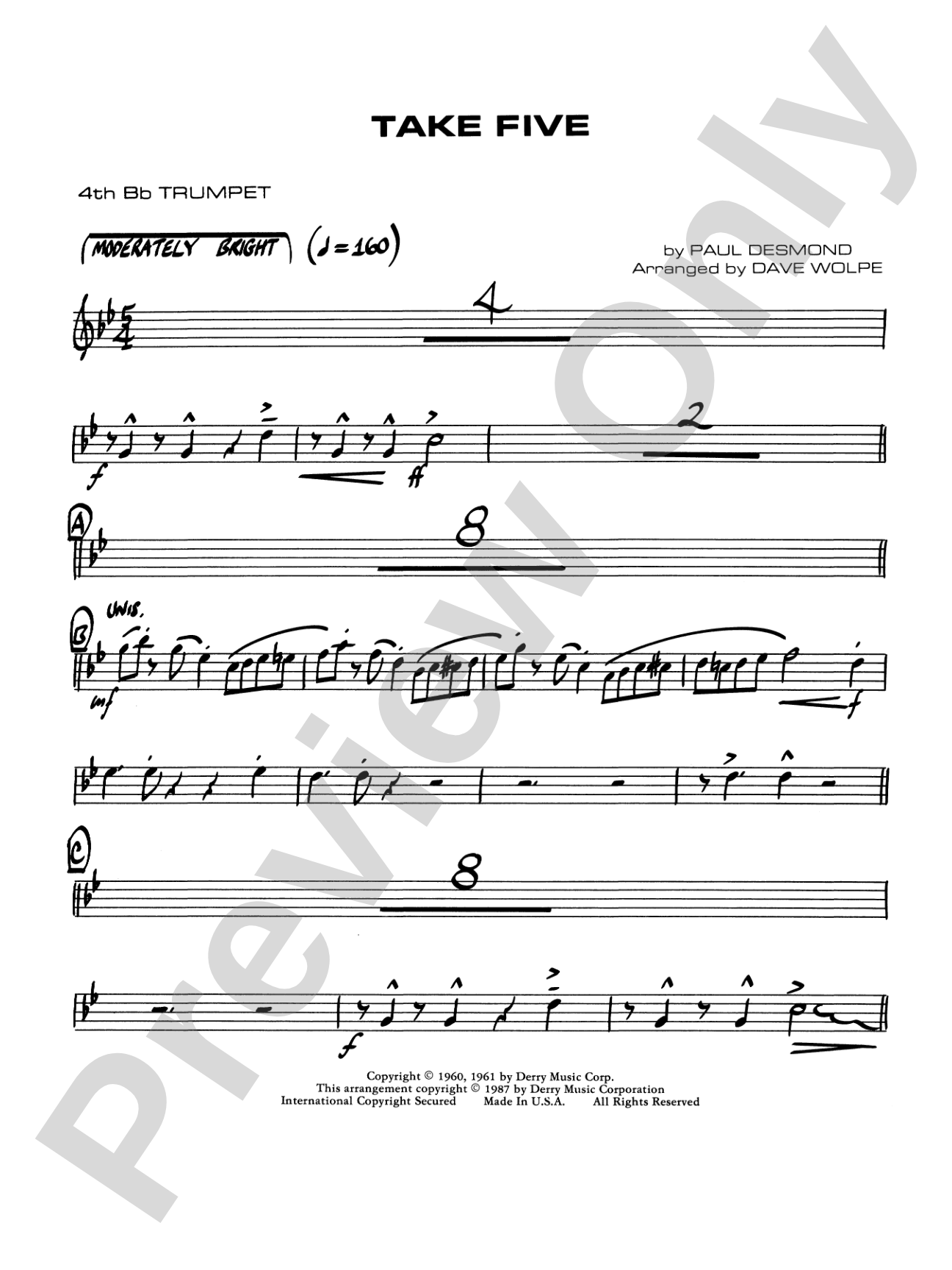 Take Five: 4th B-flat Trumpet
