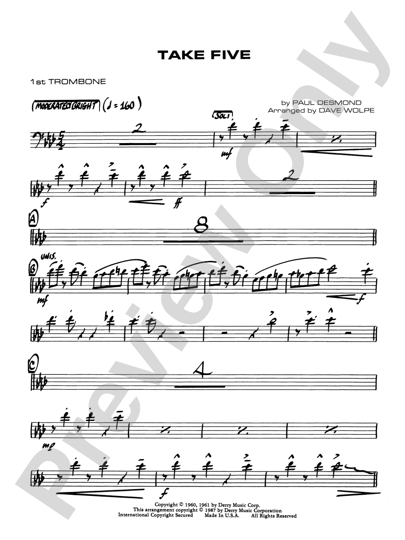 Take Five: 1st Trombone