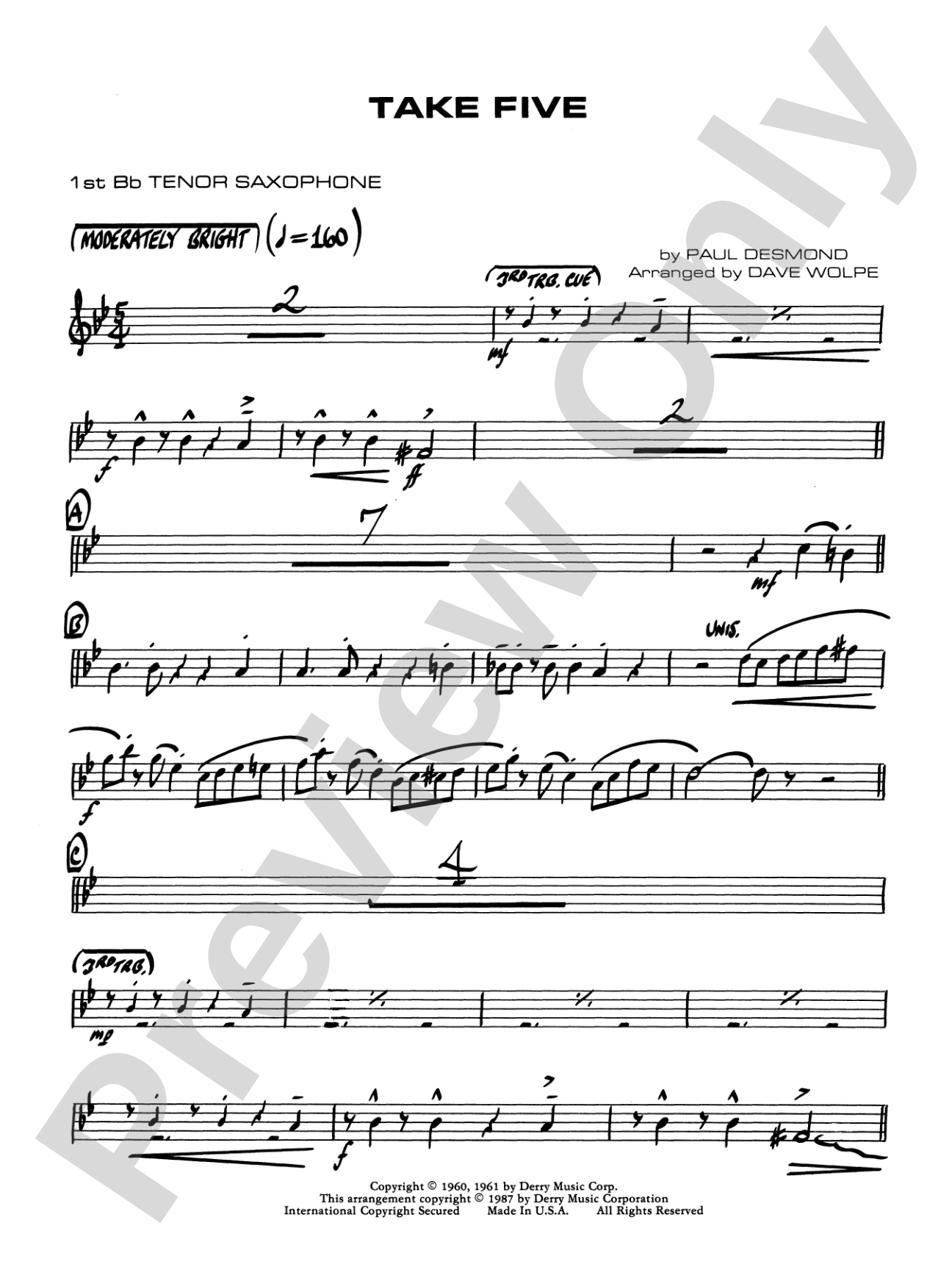 Take Five: B-flat Tenor Saxophone