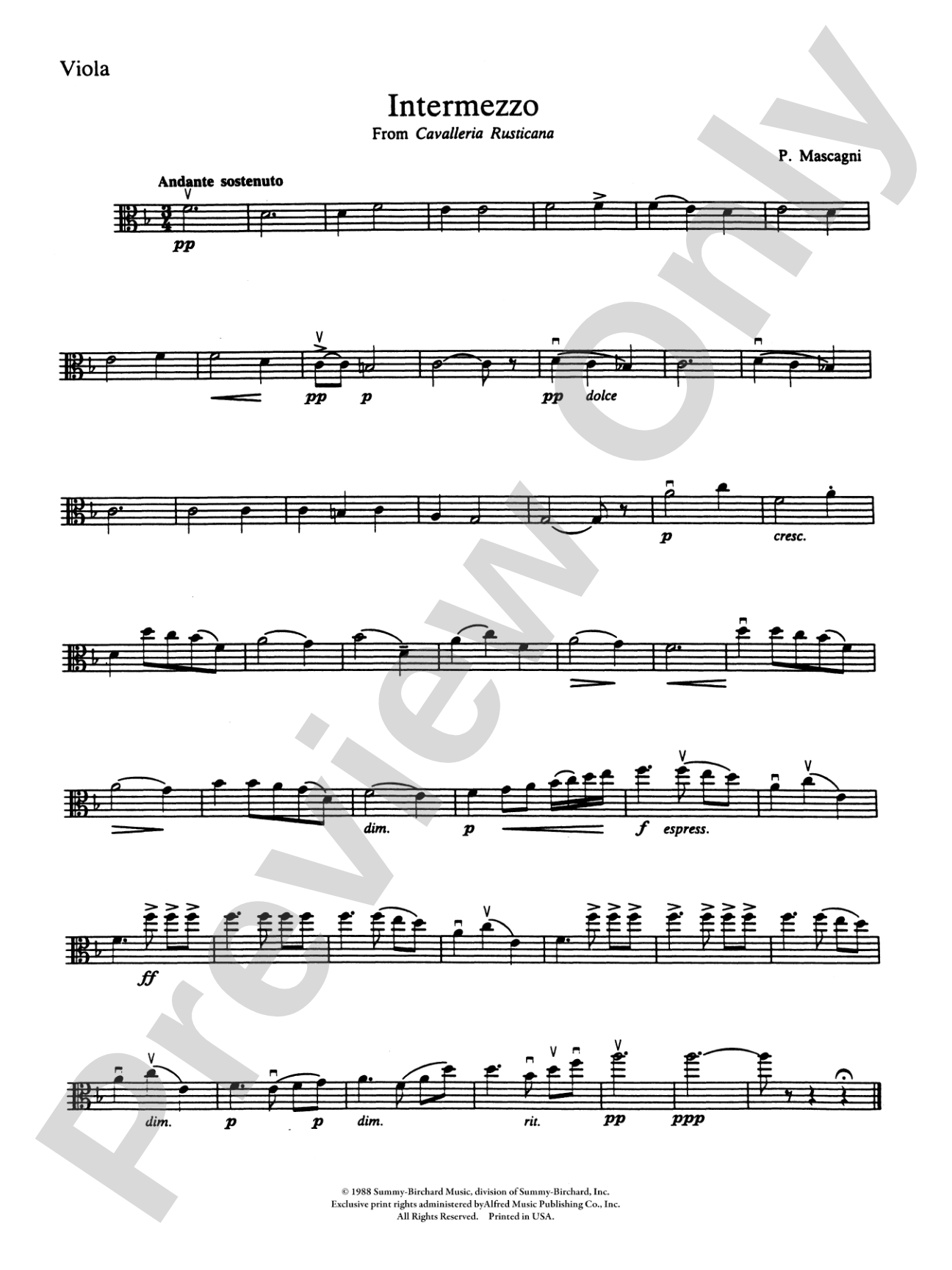 Intermezzo from Cavalleria Rusticana: Viola