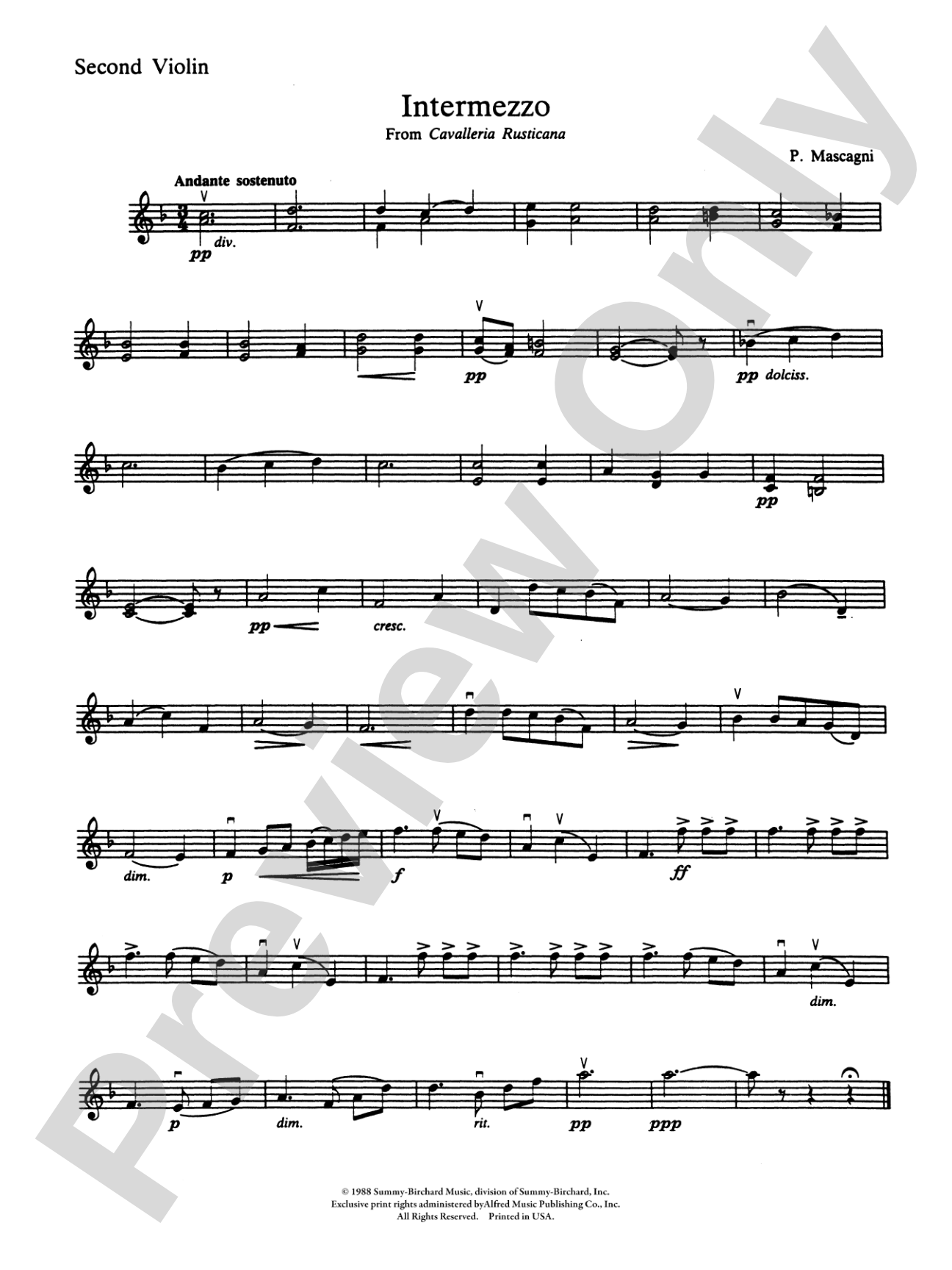 Intermezzo from Cavalleria Rusticana: 2nd Violin