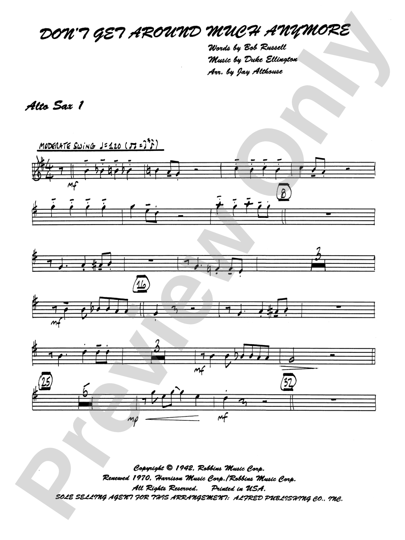 Don't Get Around Much Anymore: E-flat Alto Saxophone: Choral SoundPax