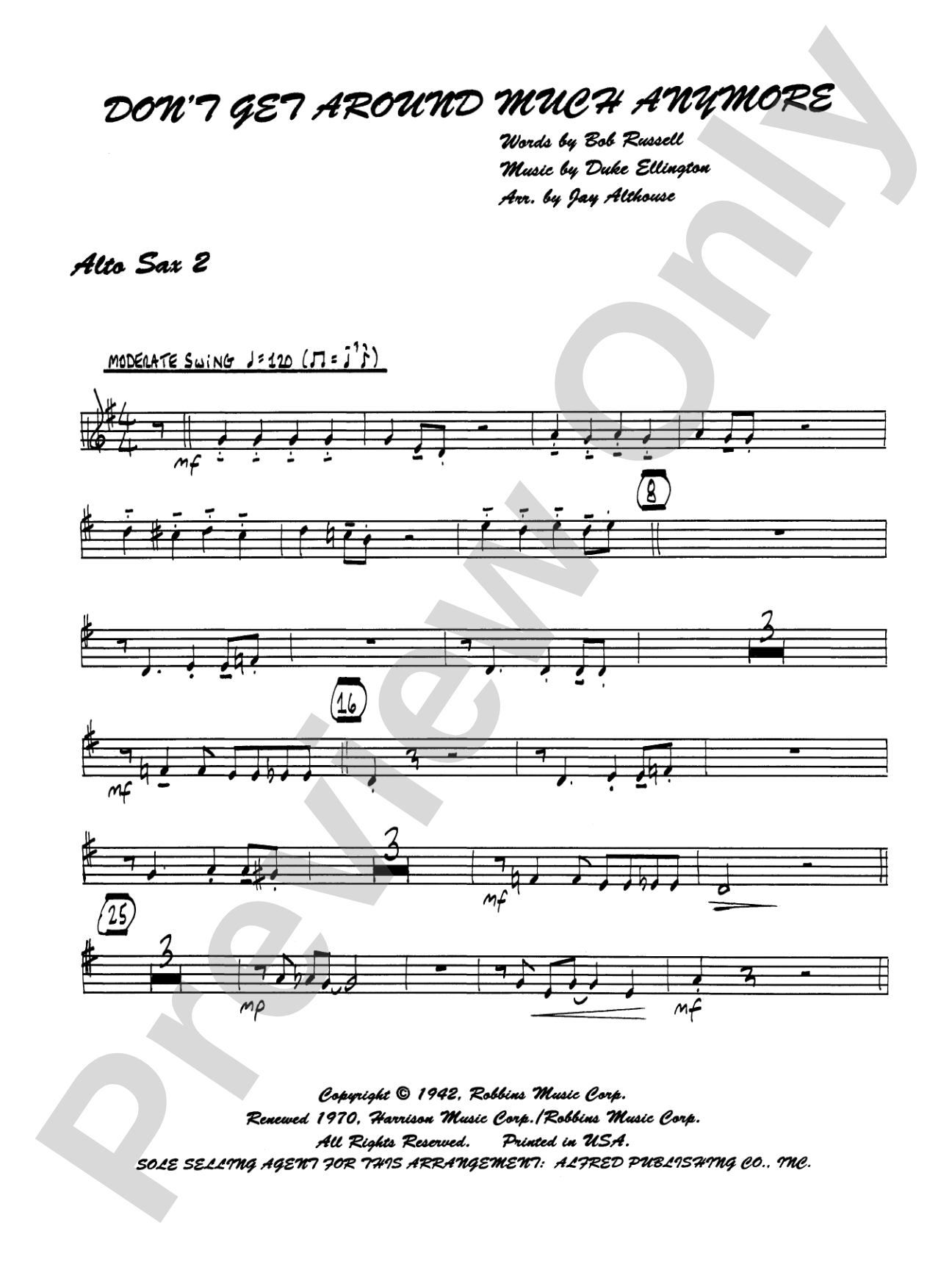 Don't Get Around Much Anymore: 2nd E-flat Alto Saxophone: Choral SoundPax
