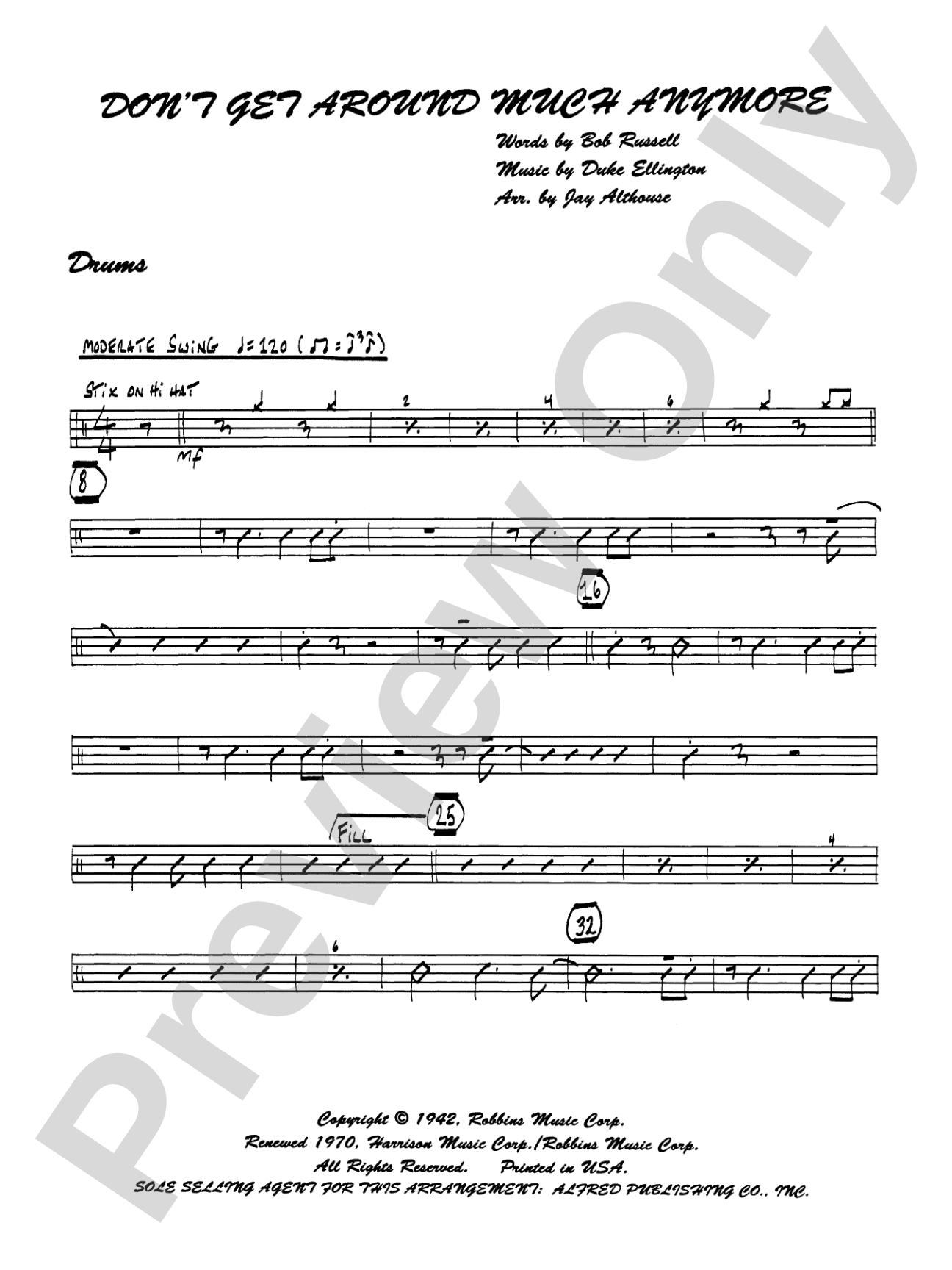 Don't Get Around Much Anymore: Drums: Choral SoundPax
