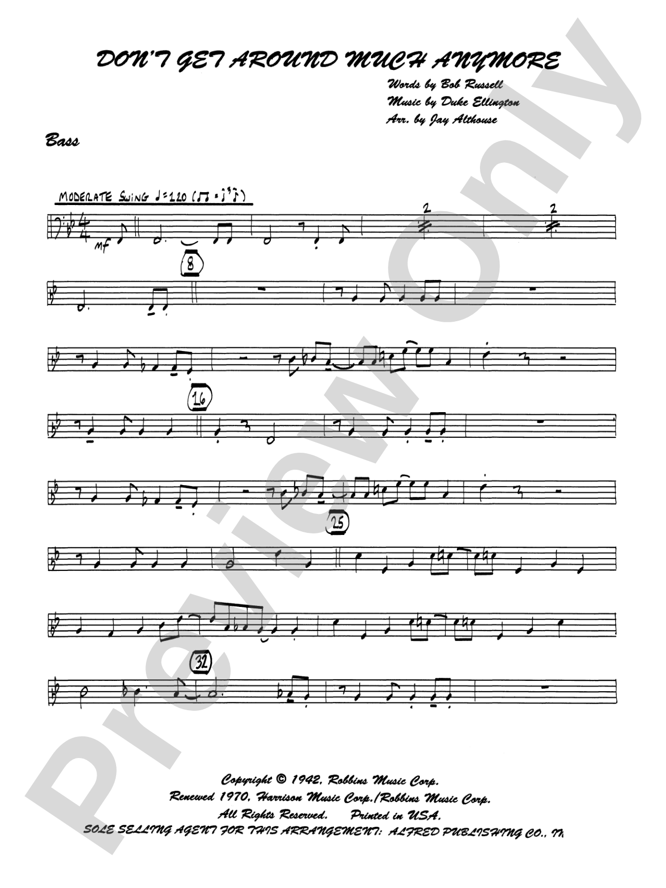Don't Get Around Much Anymore: String Bass: Choral SoundPax